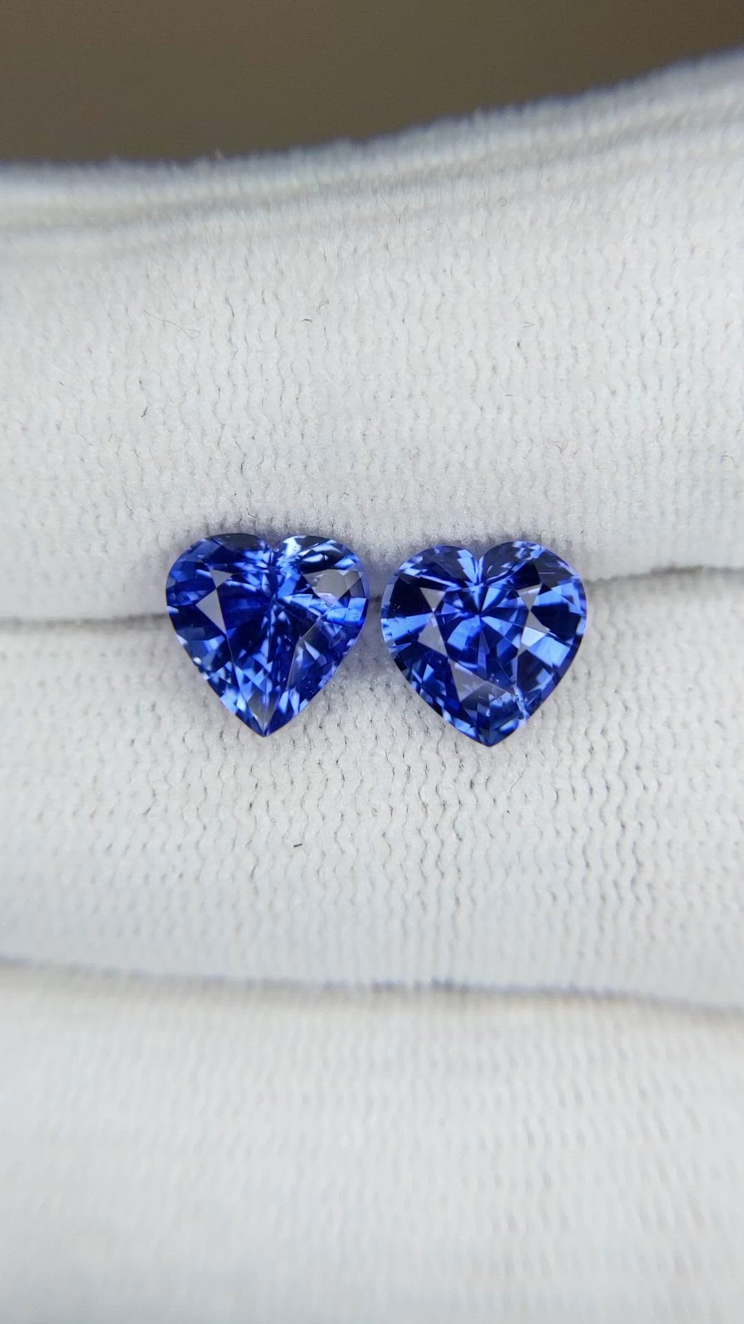 4.29 Ct.Tw.Total Carat Weight Blue Sapphire Pair from Ceylon (Sri Lanka) Size Video