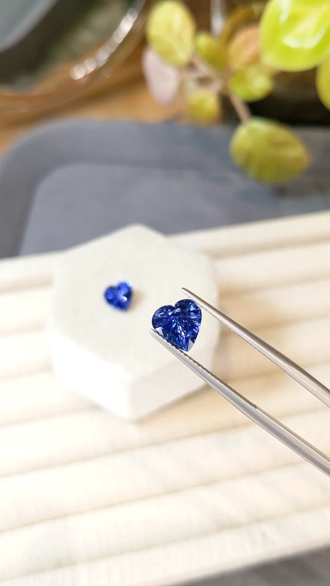 4.29 Ct.Tw.Total Carat Weight Blue Sapphire Pair from Ceylon (Sri Lanka) Size Video