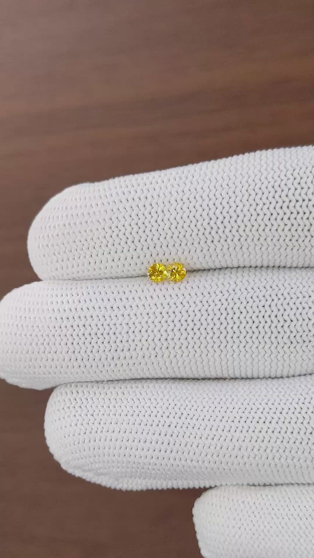 0.30 Ct.Tw.Total Carat Weight Yellow Sapphire Pair from Ceylon (Sri Lanka) Size Video
