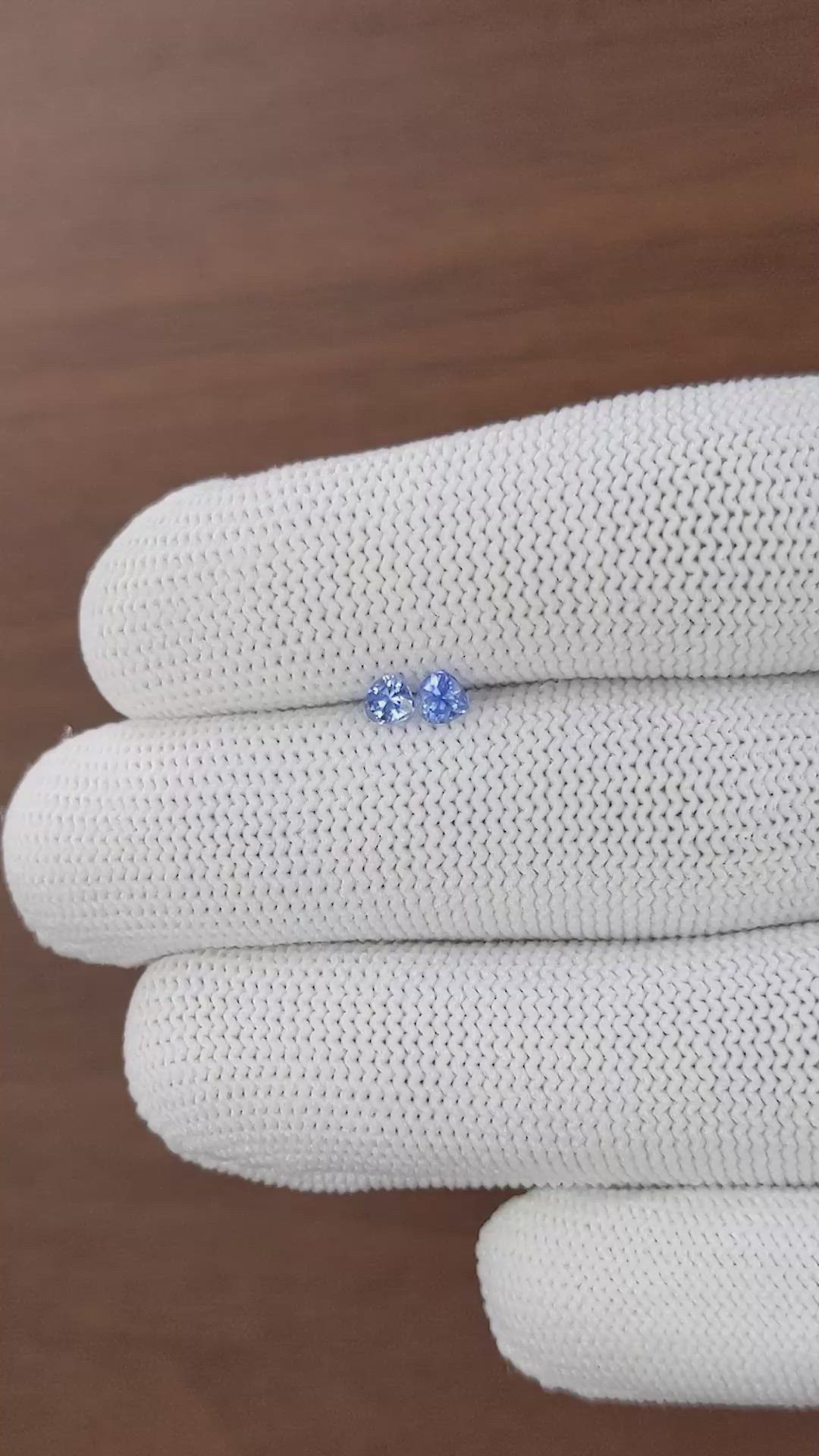 0.41&nbsp;Ct.Tw.Total Carat Weight Blue Sapphire Pair from Ceylon (Sri Lanka) Size Video