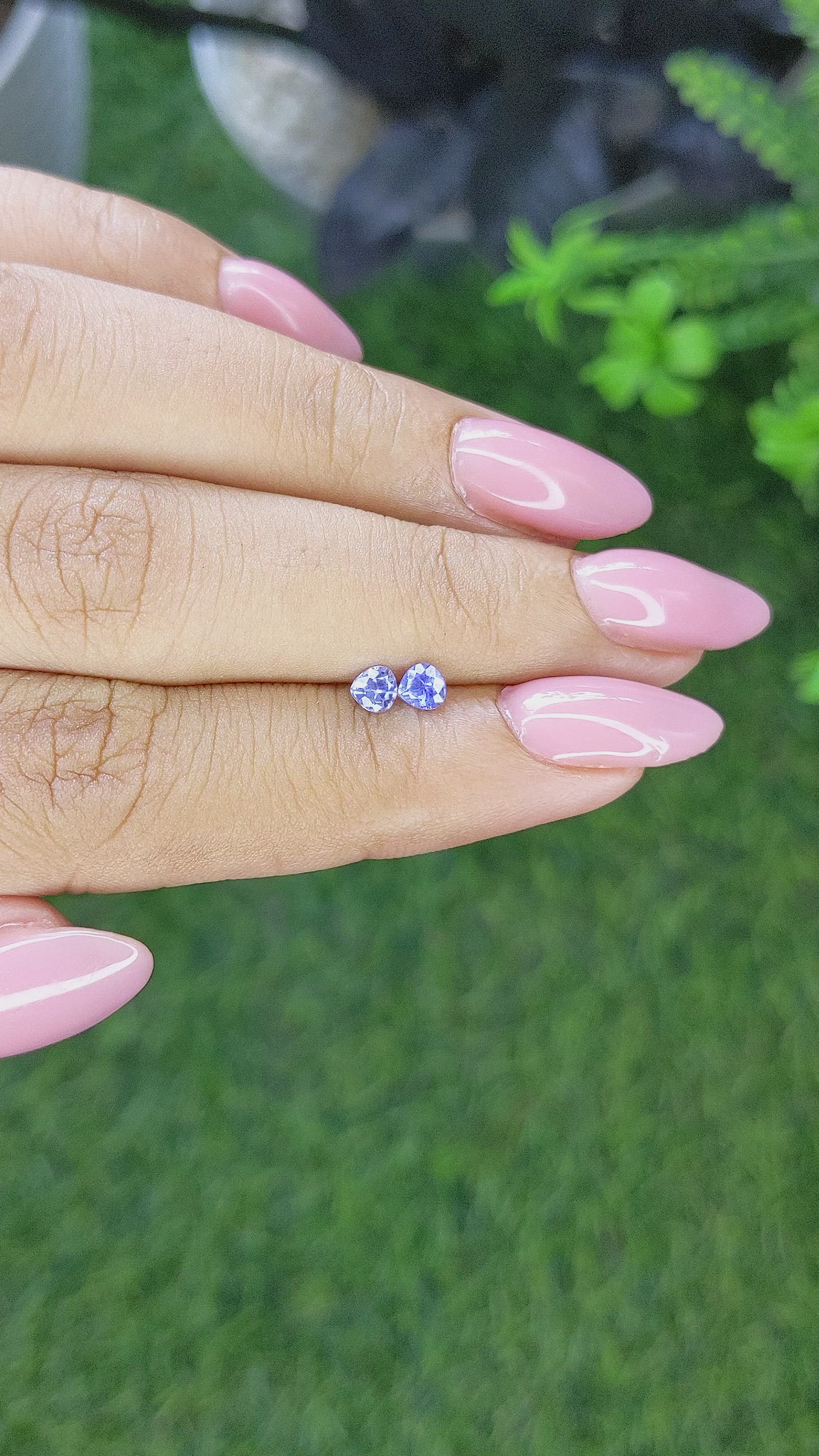 0.41&nbsp;Ct.Tw.Total Carat Weight Blue Sapphire Pair from Ceylon (Sri Lanka) Size Video
