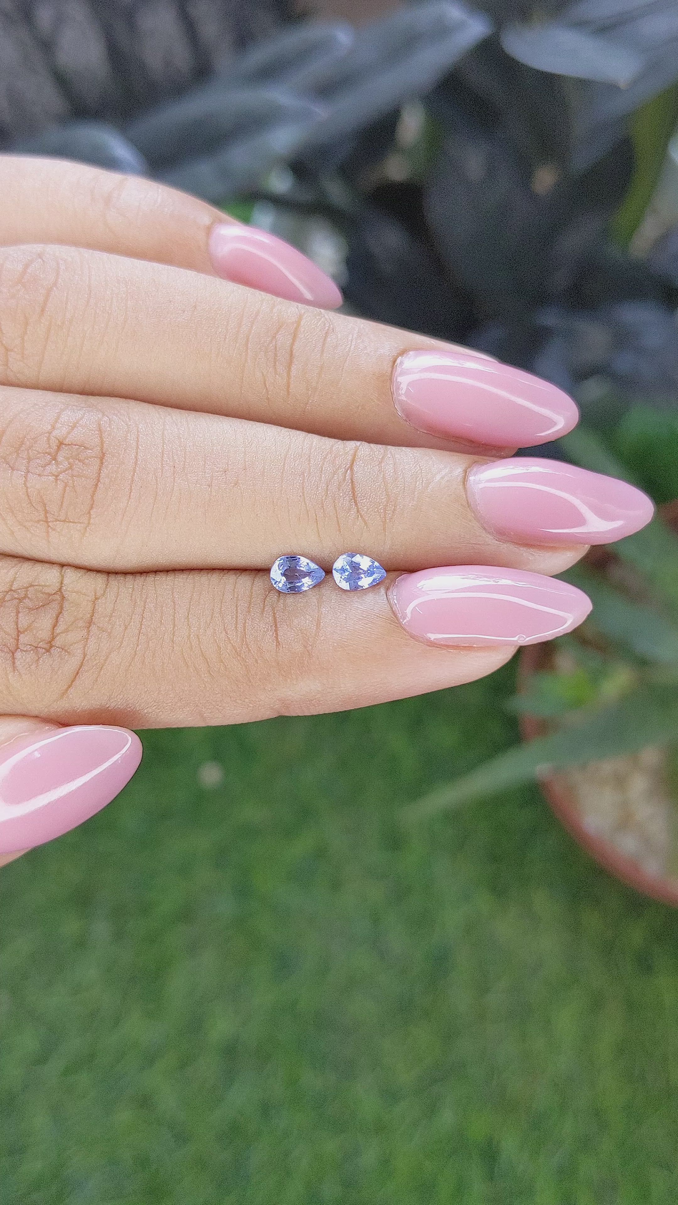 0.51 Ct.Tw.Total Carat Weight Blue Sapphire Pair from Ceylon (Sri Lanka) Size Video