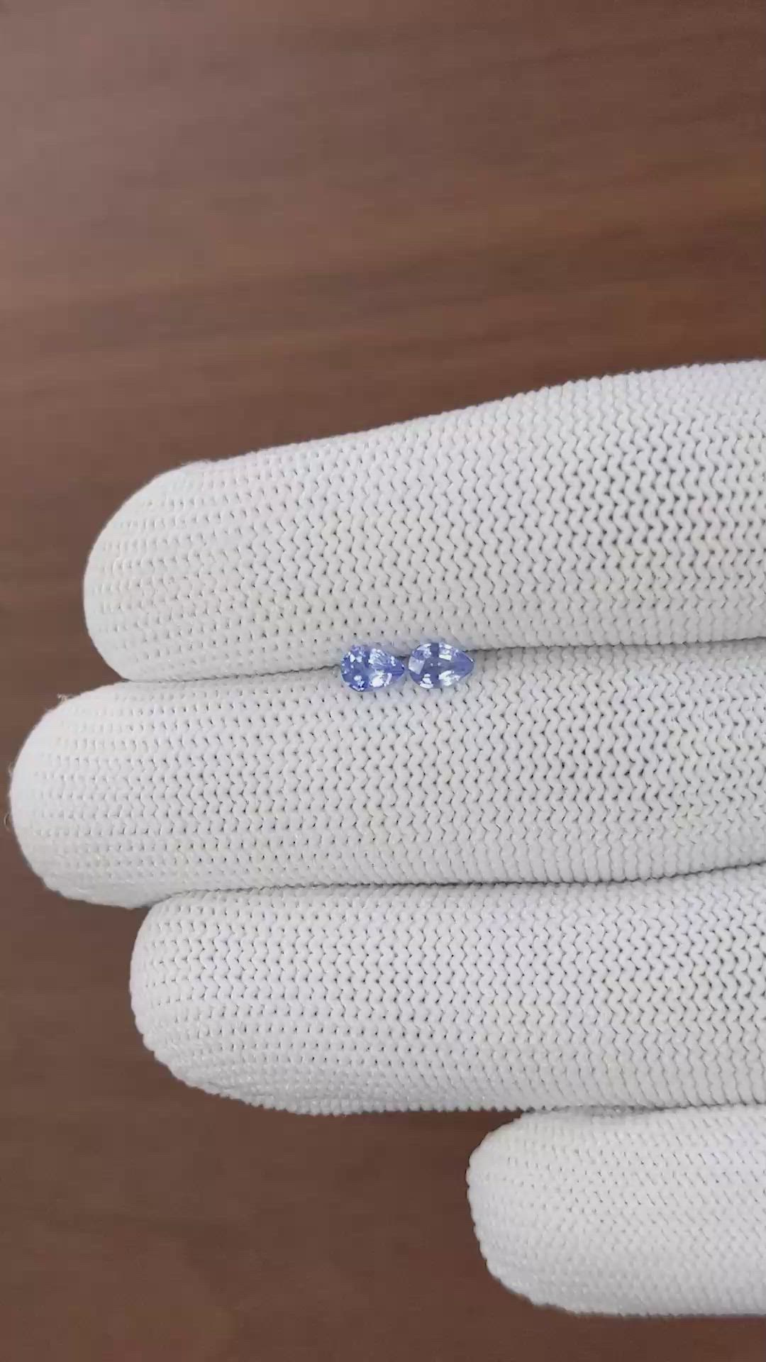 0.51 Ct.Tw.Total Carat Weight Blue Sapphire Pair from Ceylon (Sri Lanka) Size Video
