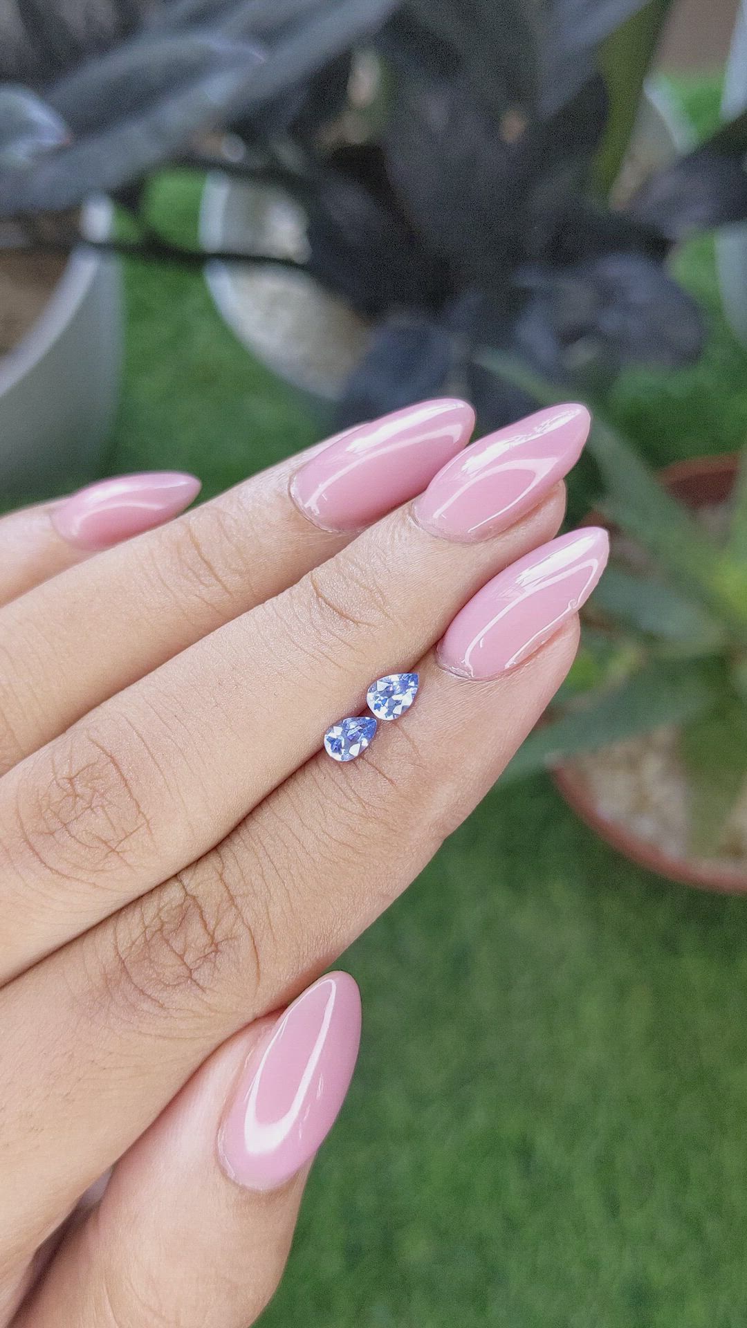 0.56 Ct.Tw.Total Carat Weight Blue Sapphire Pair from Ceylon (Sri Lanka) Size Video
