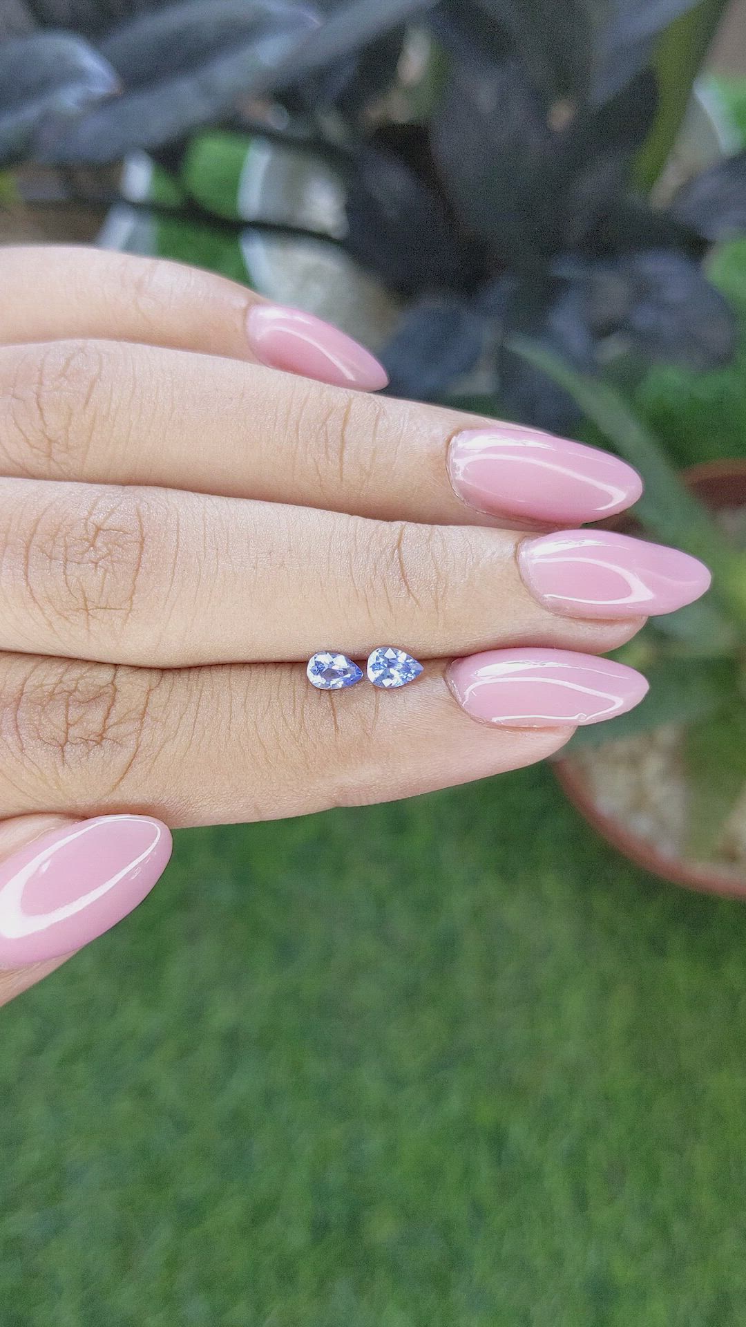 0.56 Ct.Tw.Total Carat Weight Blue Sapphire Pair from Ceylon (Sri Lanka) Size Video