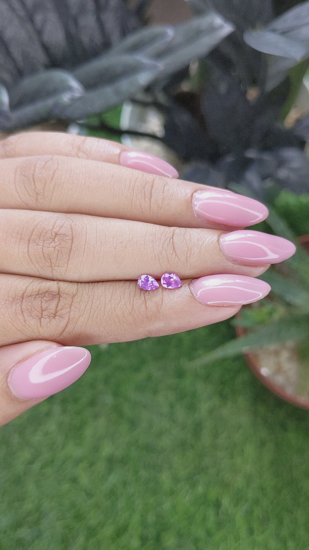 0.61 Ct.Tw.Total Carat Weight Pink Sapphire Pair from Ceylon (Sri Lanka) Size Video