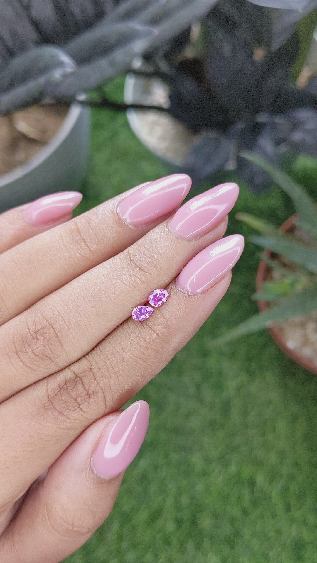 0.61 Ct.Tw.Total Carat Weight Pink Sapphire Pair from Ceylon (Sri Lanka) Size Video