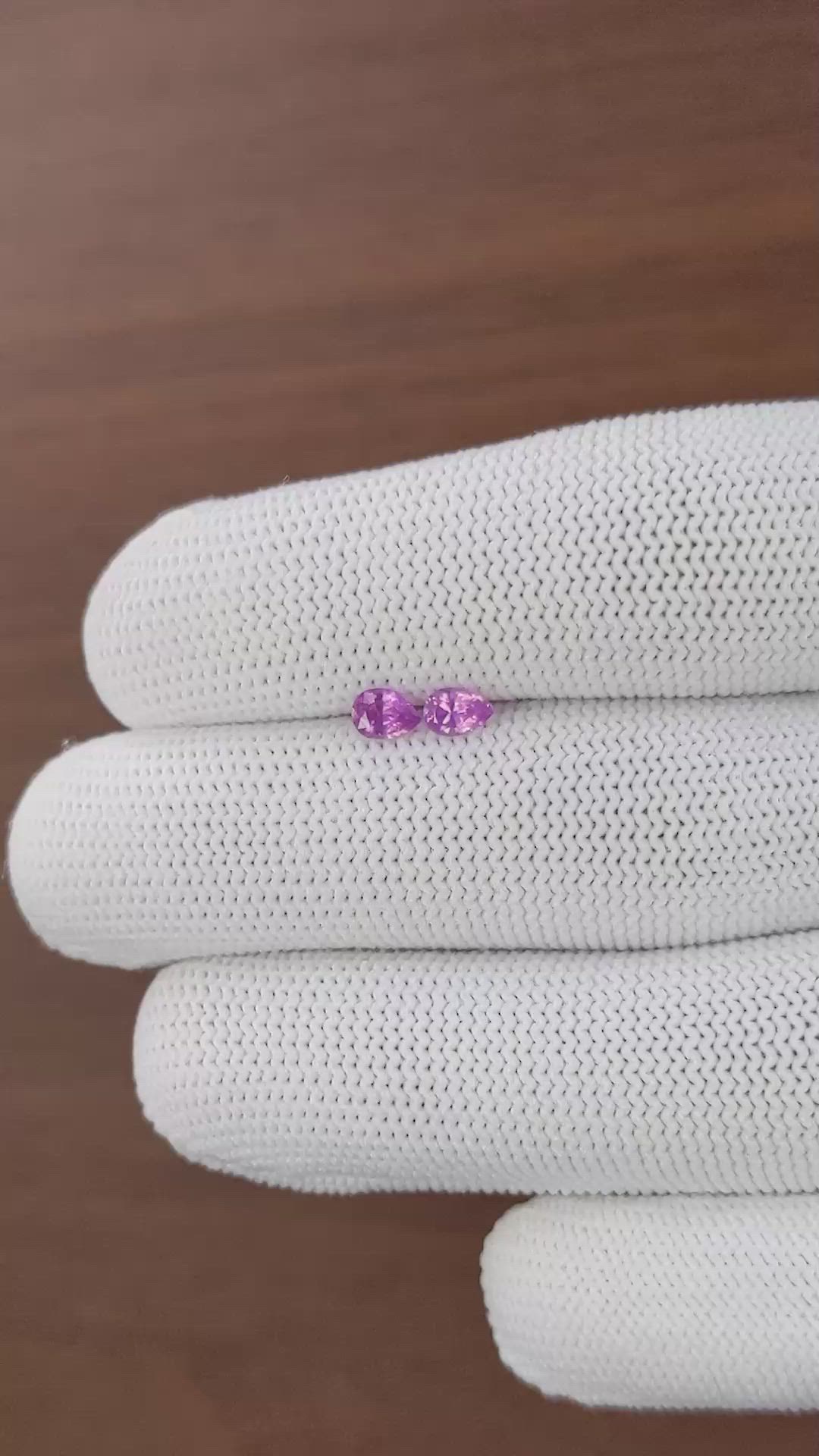 0.61 Ct.Tw.Total Carat Weight Pink Sapphire Pair from Ceylon (Sri Lanka) Size Video