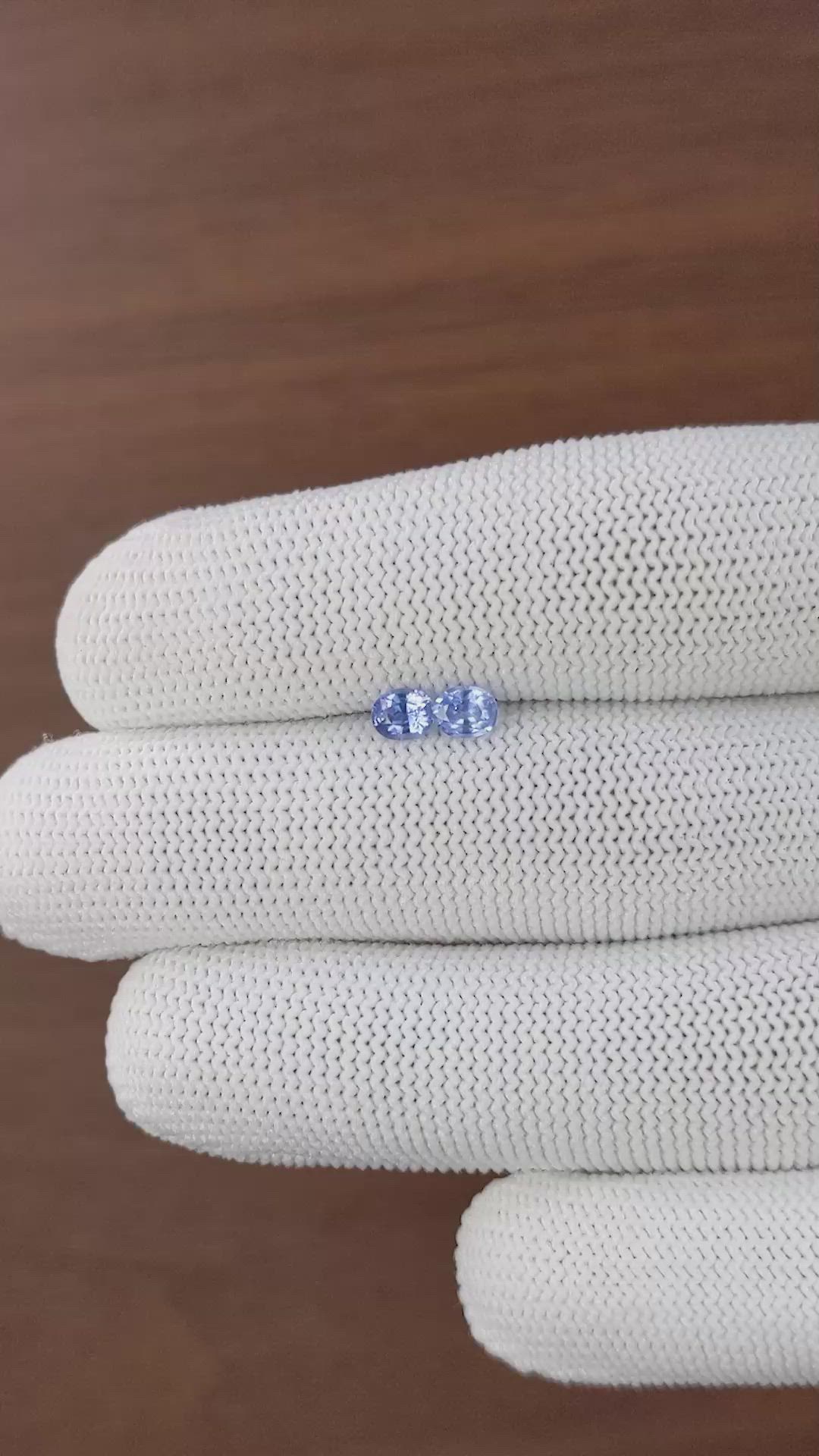 0.68&nbsp;Ct.Tw.Total Carat Weight Blue Sapphire Pair from Ceylon (Sri Lanka) Size Video