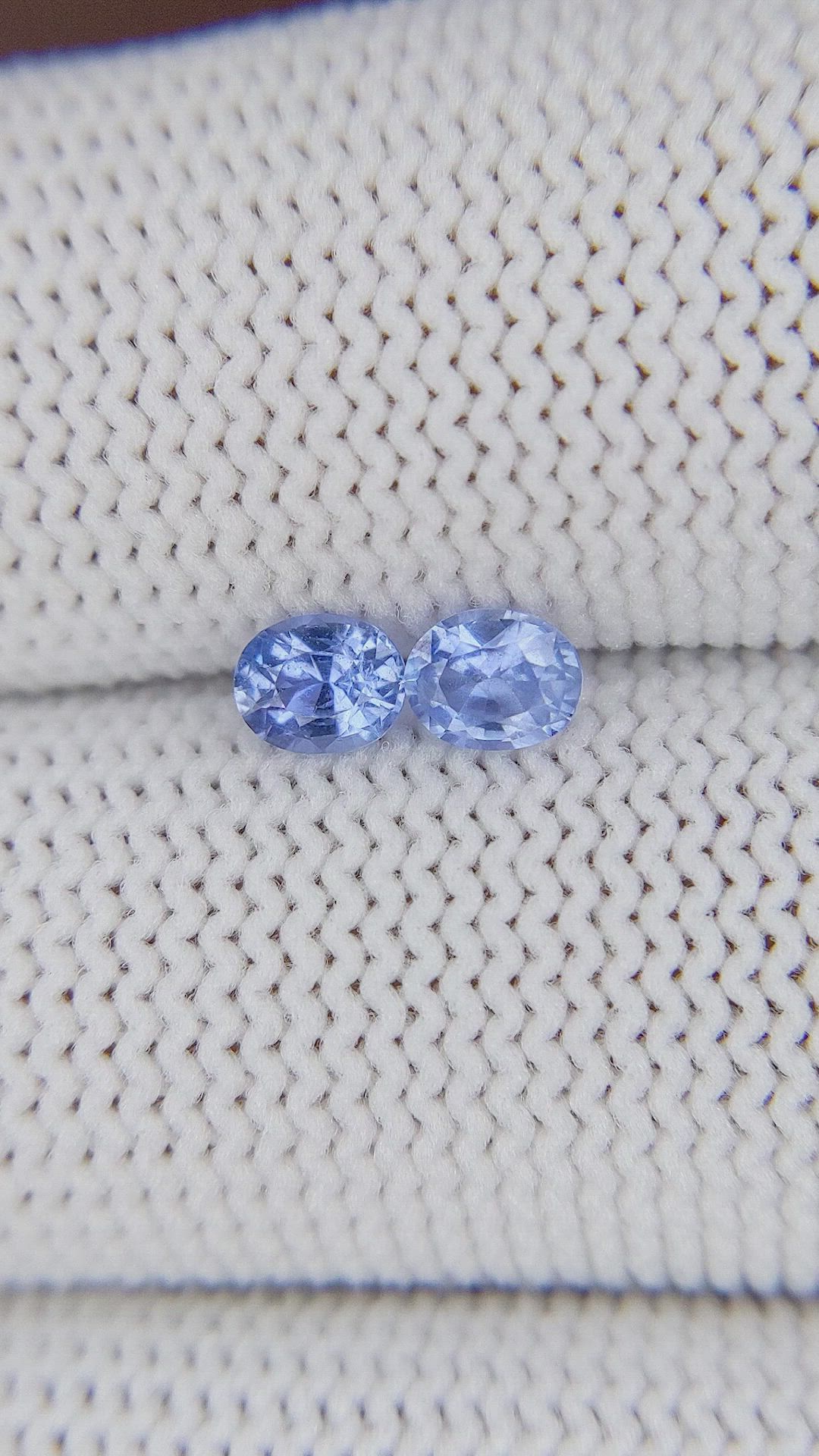 0.68&nbsp;Ct.Tw.Total Carat Weight Blue Sapphire Pair from Ceylon (Sri Lanka) Size Video