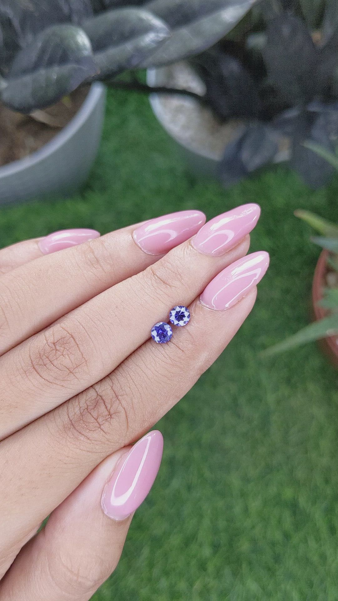 0.78 Ct.Tw.Total Carat Weight Purplish Blue Sapphire Pair from Ceylon (Sri Lanka) Size Video