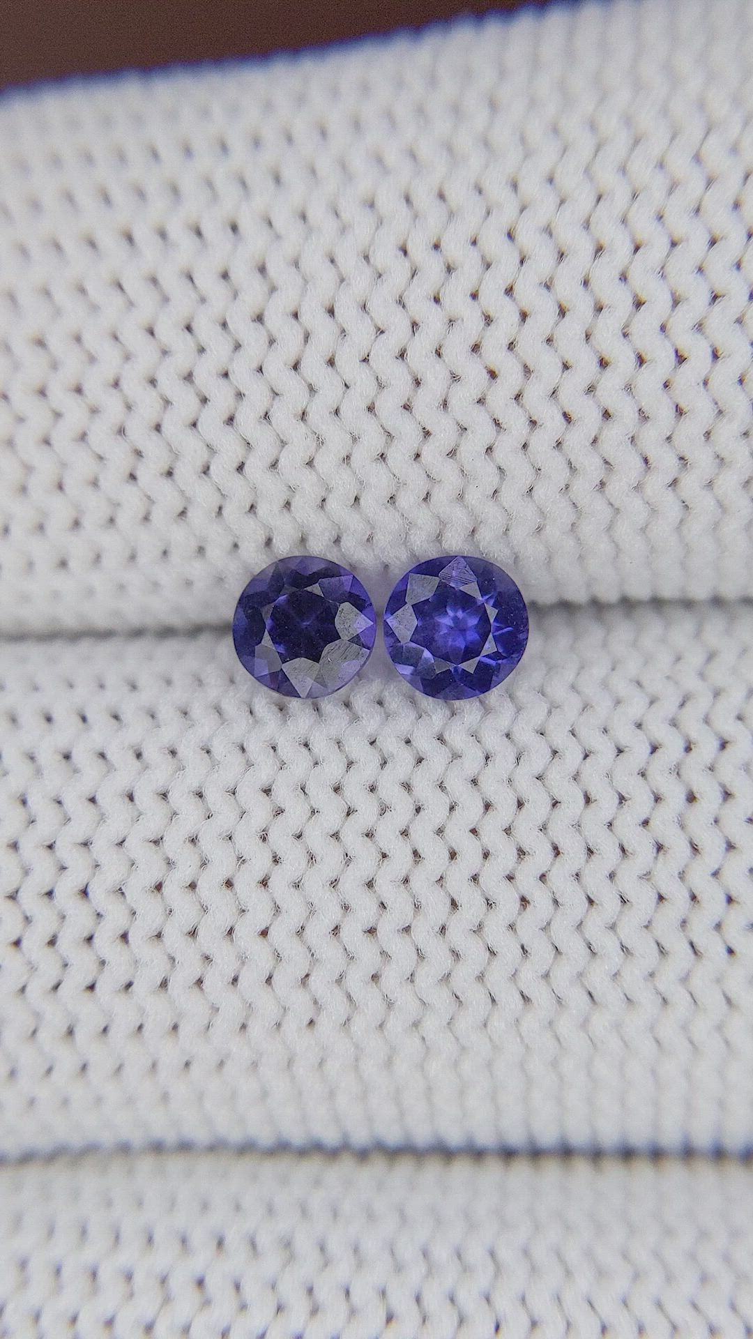 0.78 Ct.Tw.Total Carat Weight Purplish Blue Sapphire Pair from Ceylon (Sri Lanka) Size Video