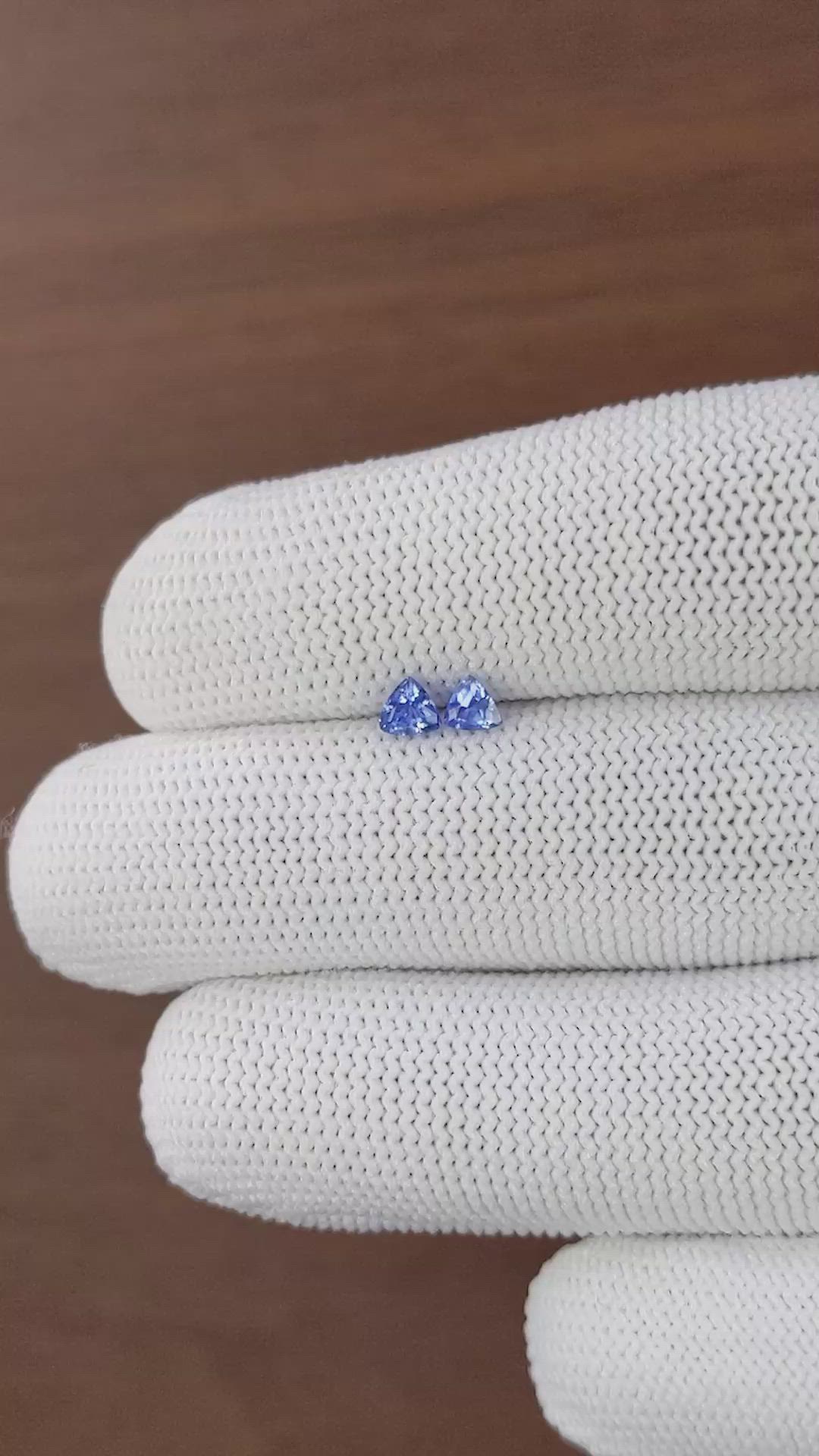 0.48 Ct.Tw.Total Carat Weight Blue Sapphire Pair from Ceylon (Sri Lanka) Size Video