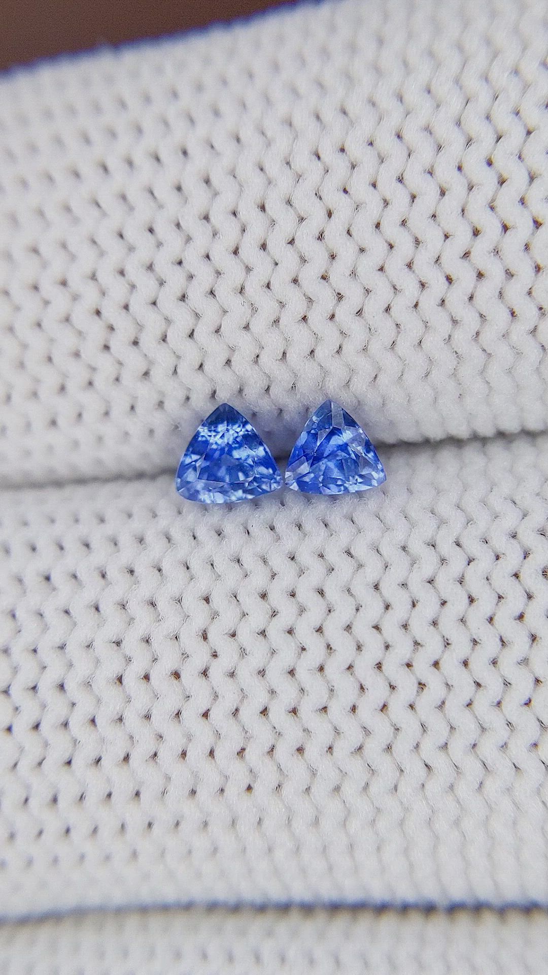 0.48 Ct.Tw.Total Carat Weight Blue Sapphire Pair from Ceylon (Sri Lanka) Size Video