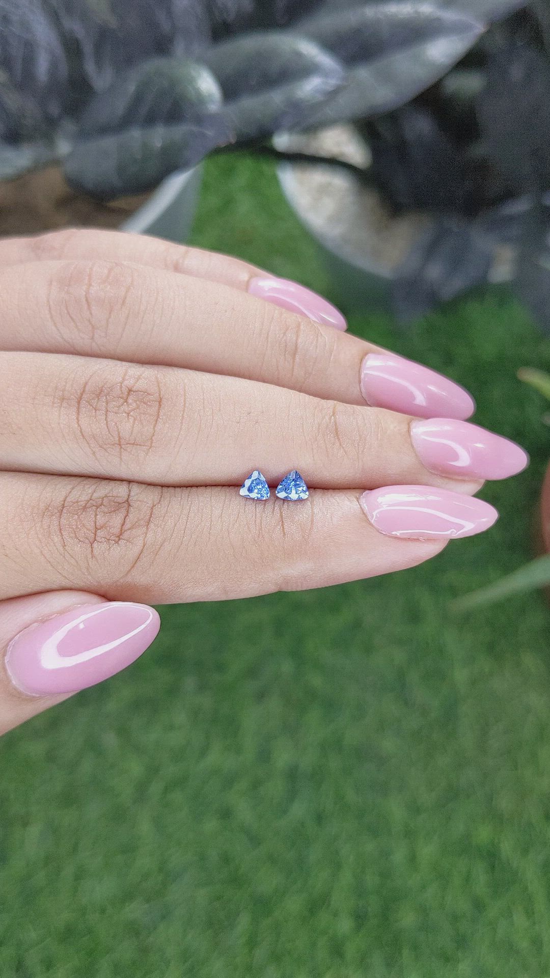 0.48 Ct.Tw.Total Carat Weight Blue Sapphire Pair from Ceylon (Sri Lanka) Size Video