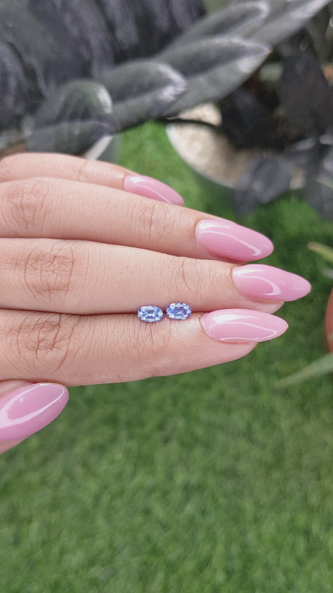 0.62&nbsp;Ct.Tw.Total Carat Weight Blue Sapphire Pair from Ceylon (Sri Lanka) Size Video