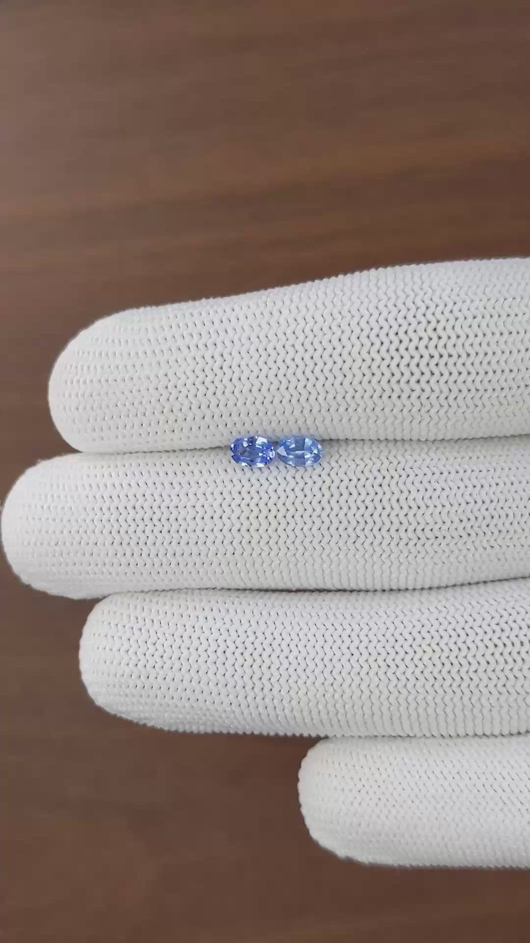 0.62&nbsp;Ct.Tw.Total Carat Weight Blue Sapphire Pair from Ceylon (Sri Lanka) Size Video