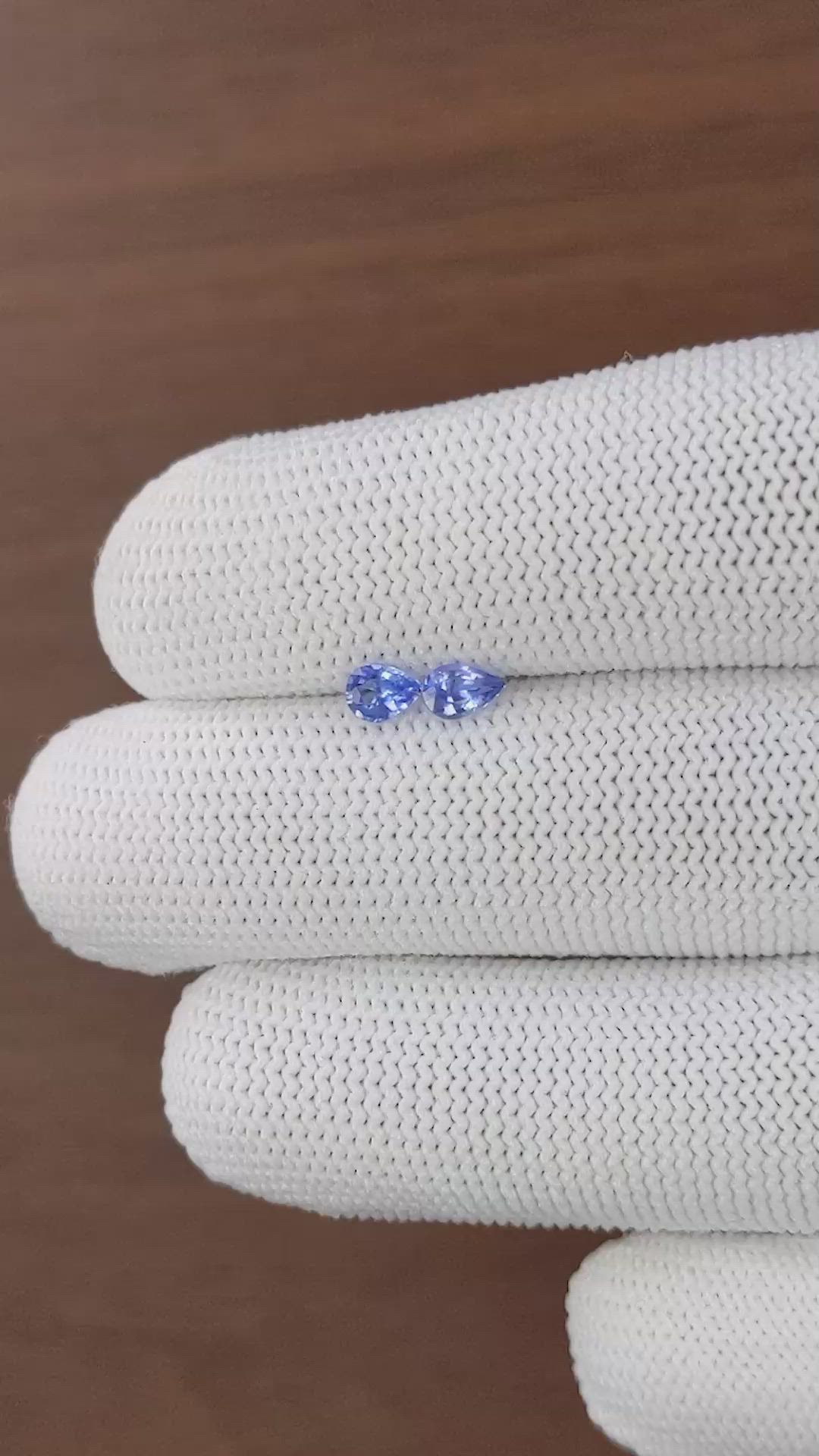 0.60&nbsp;Ct.Tw.Total Carat Weight Blue Sapphire Pair from Ceylon (Sri Lanka) Size Video