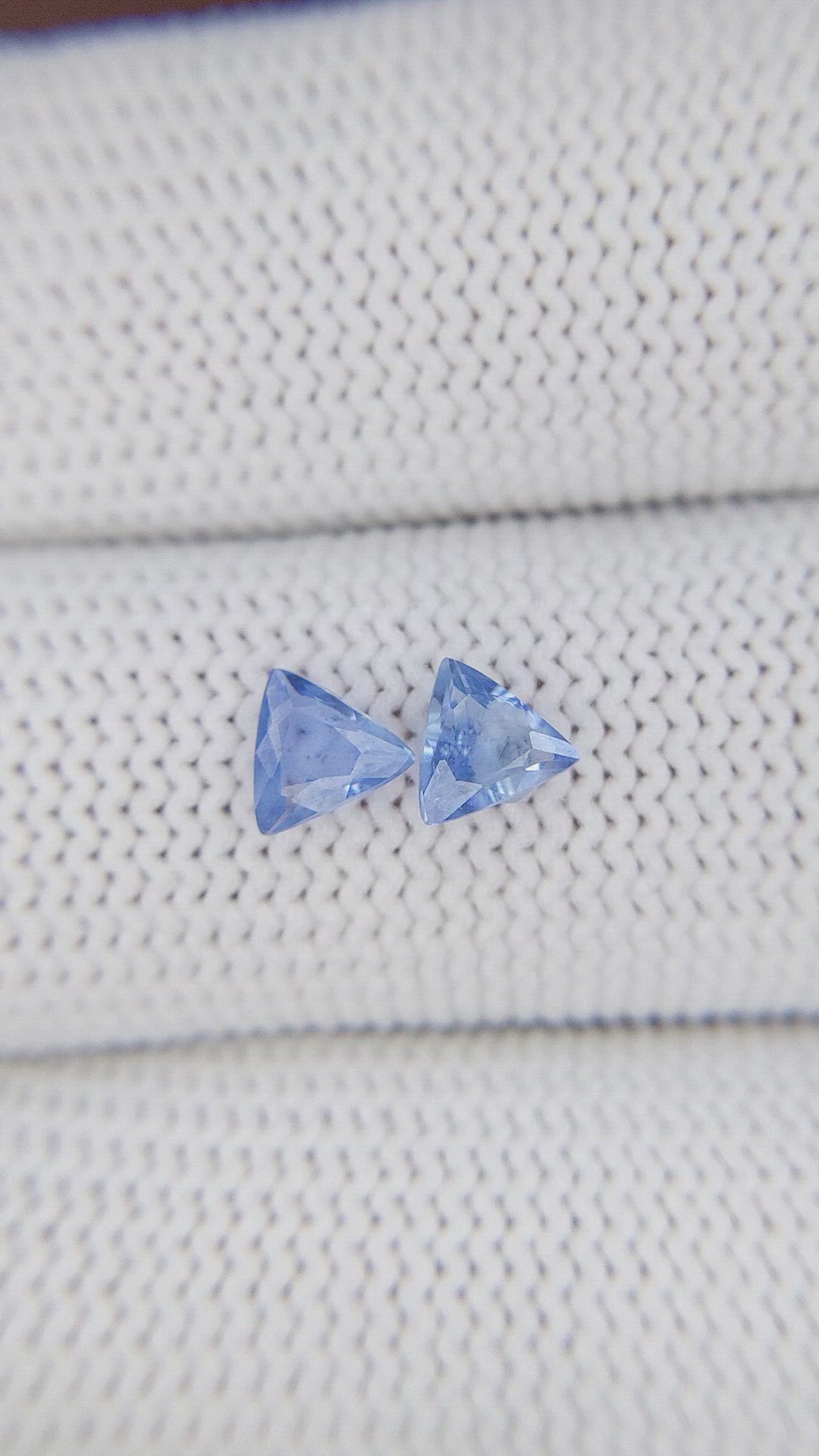 0.72 Ct.Tw.Total Carat Weight Blue Sapphire Pair from Ceylon (Sri Lanka) Size Video