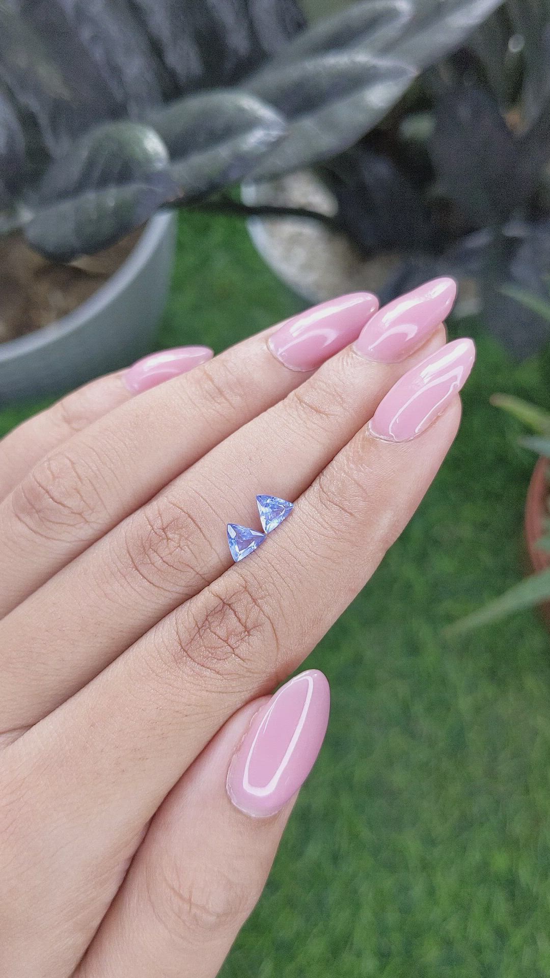 0.72 Ct.Tw.Total Carat Weight Blue Sapphire Pair from Ceylon (Sri Lanka) Size Video