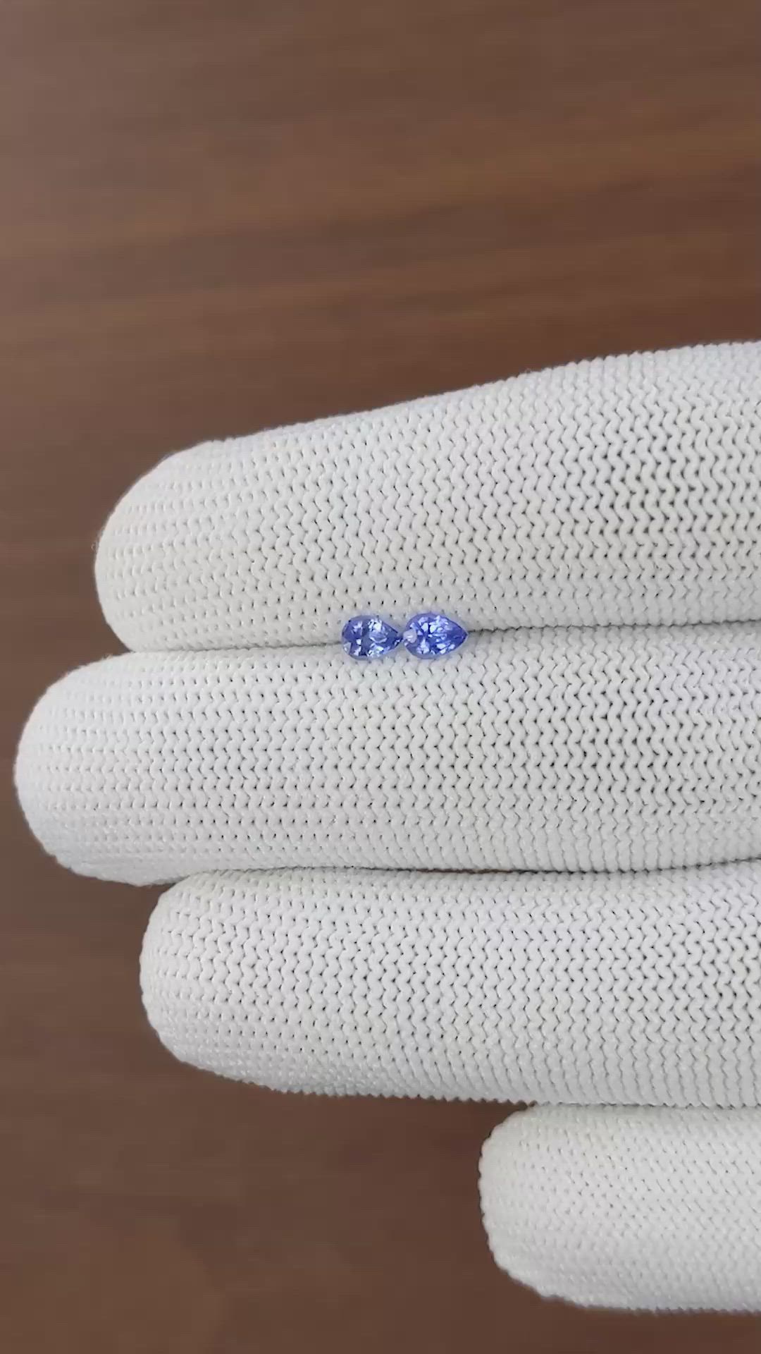 0.46&nbsp;Ct.Tw.Total Carat Weight Blue Sapphire Pair from Ceylon (Sri Lanka) Size Video