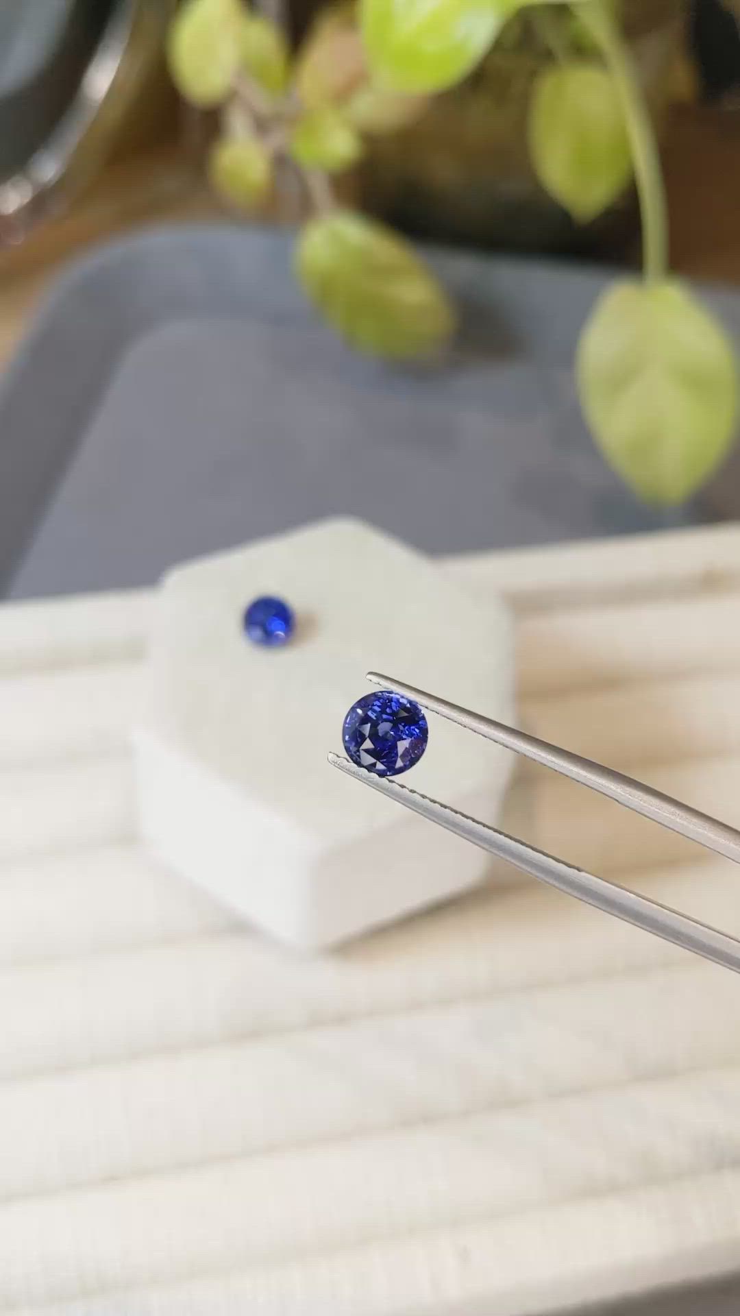 3.06 Ct.Tw.Total Carat Weight Blue Sapphire Pair from Ceylon (Sri Lanka) Size Video
