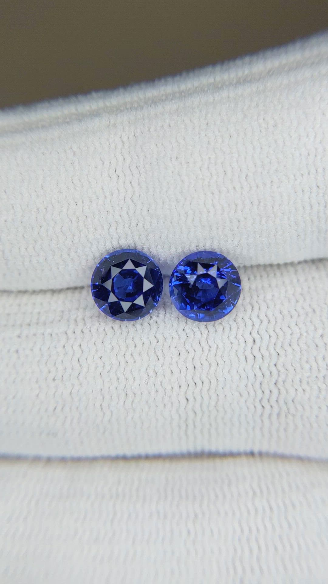 3.06 Ct.Tw.Total Carat Weight Blue Sapphire Pair from Ceylon (Sri Lanka) Size Video