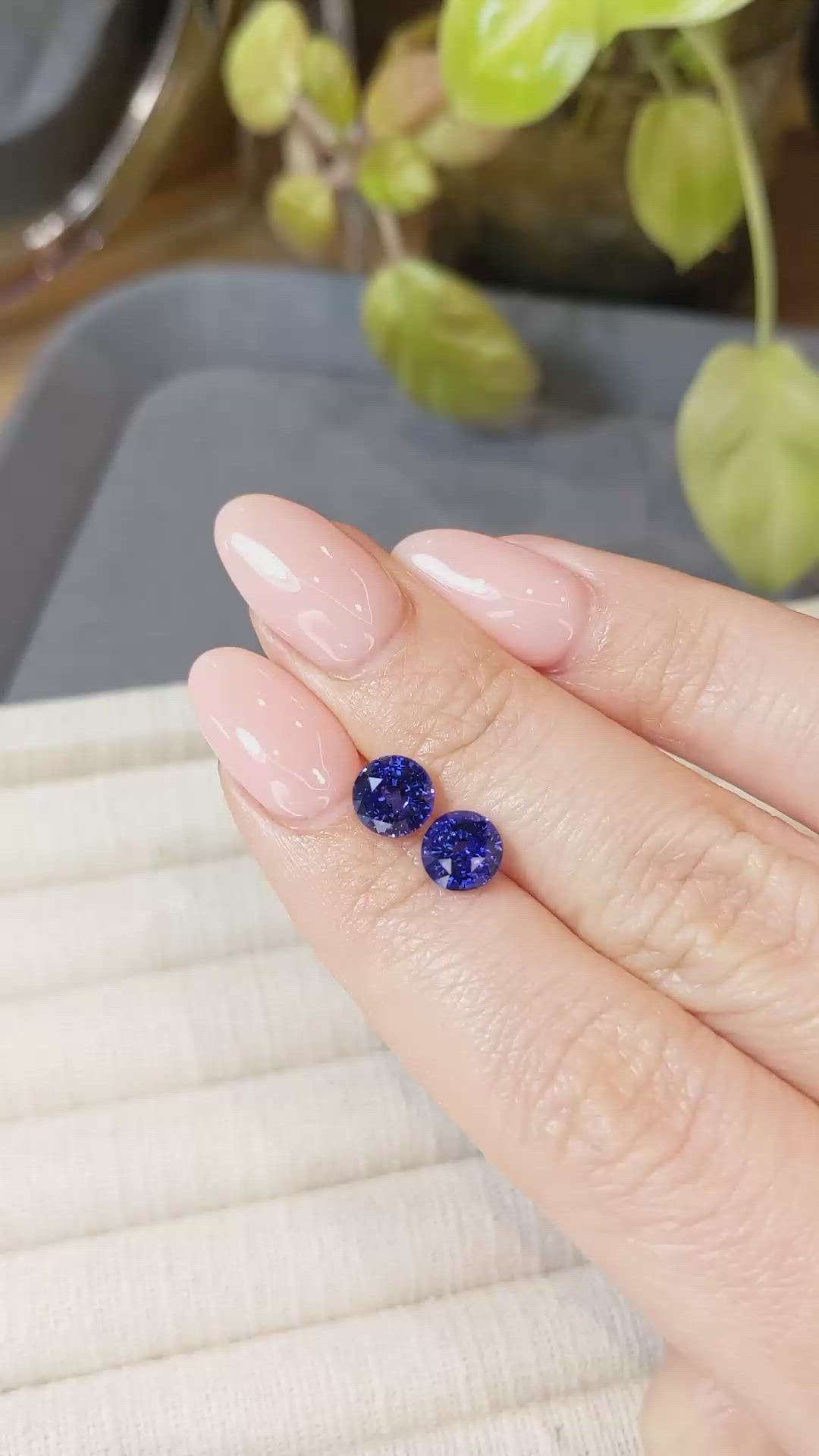 3.06 Ct.Tw.Total Carat Weight Blue Sapphire Pair from Ceylon (Sri Lanka) Size Video