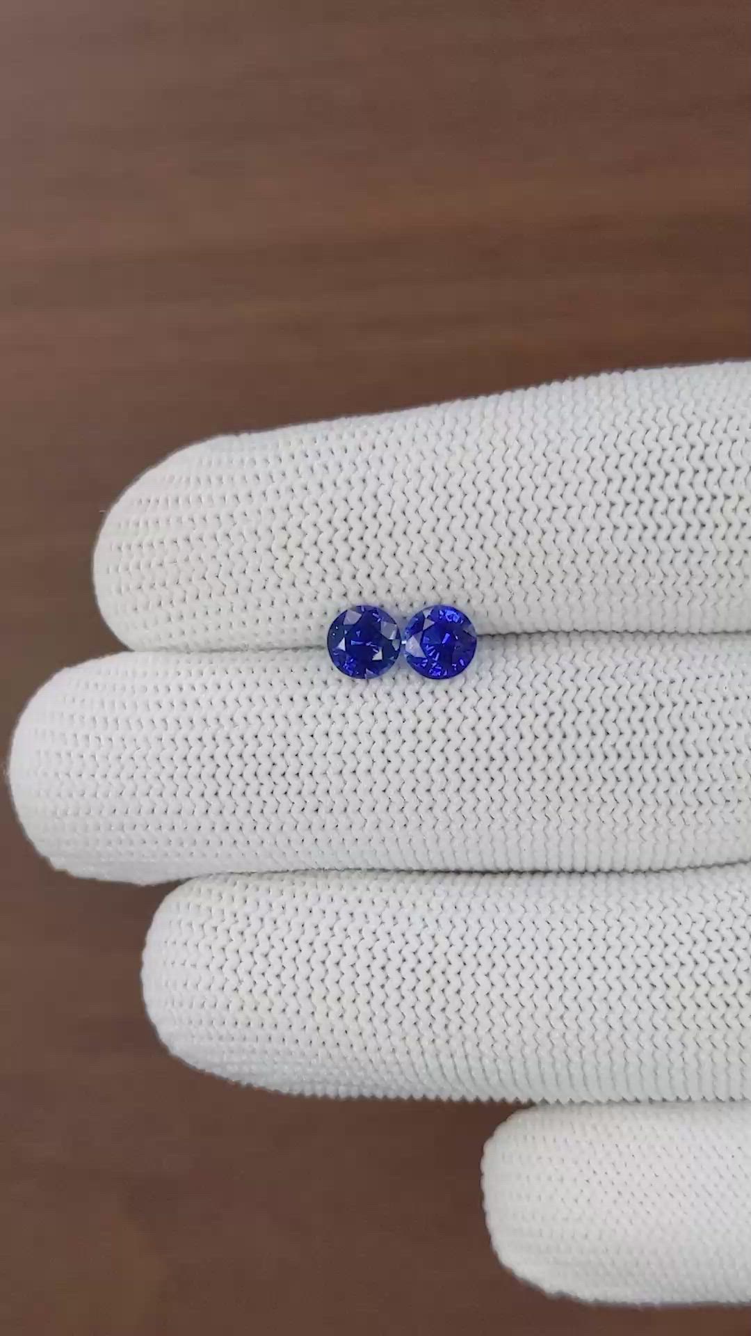 1.54 Ct.Tw.Total Carat Weight Blue Sapphire Pair from Ceylon (Sri Lanka) Size Video