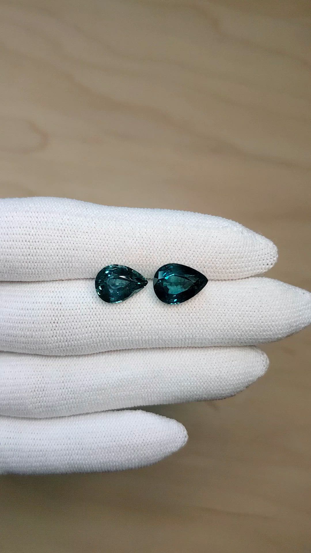 8.72 Ct.Tw.Total Carat Weight Bluish Green Sapphire Pair from Montana Size Video