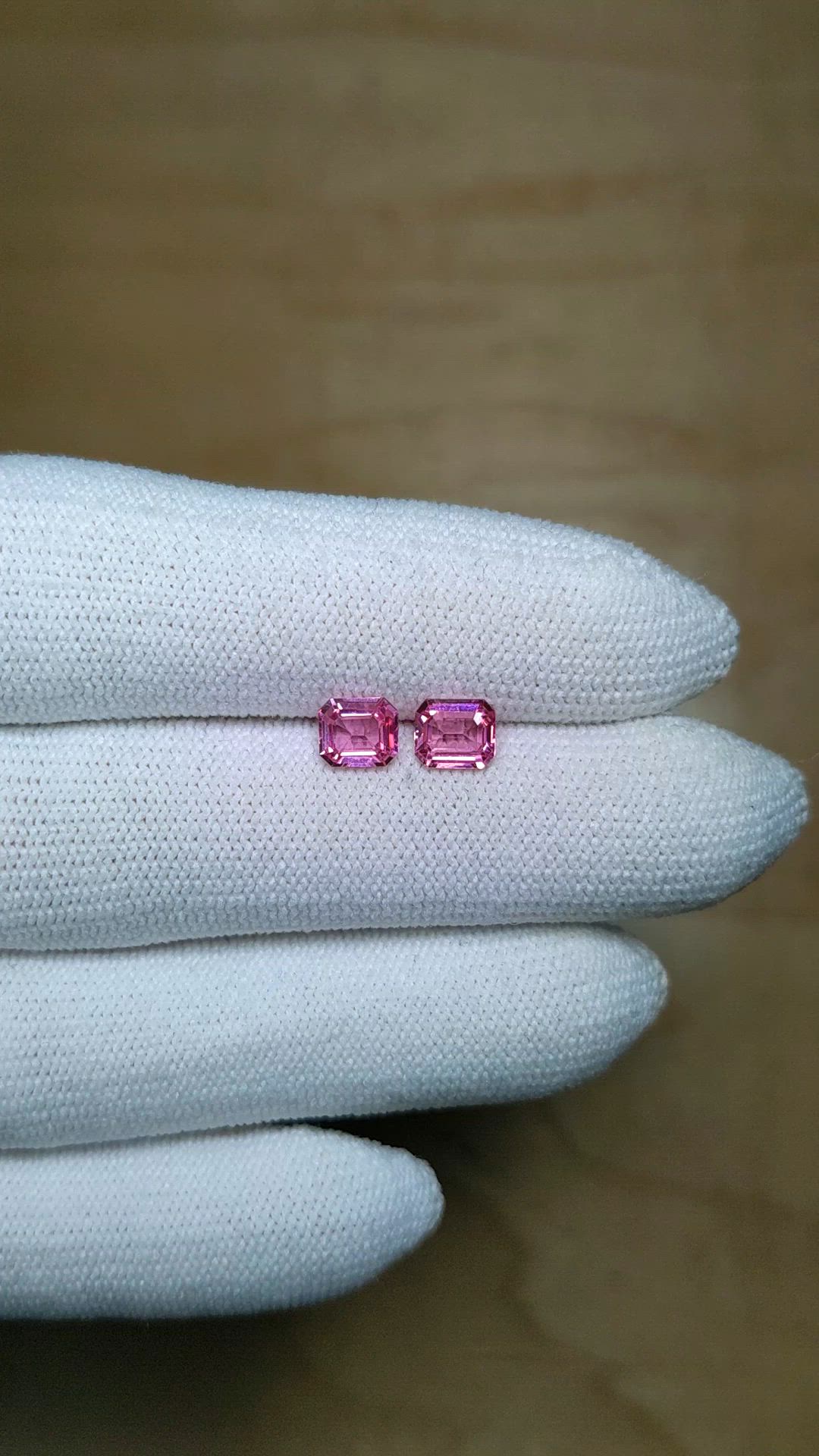 1.42 Ct.Tw.Total Carat Weight Pink Sapphire Pair from Ceylon (Sri Lanka) Size Video