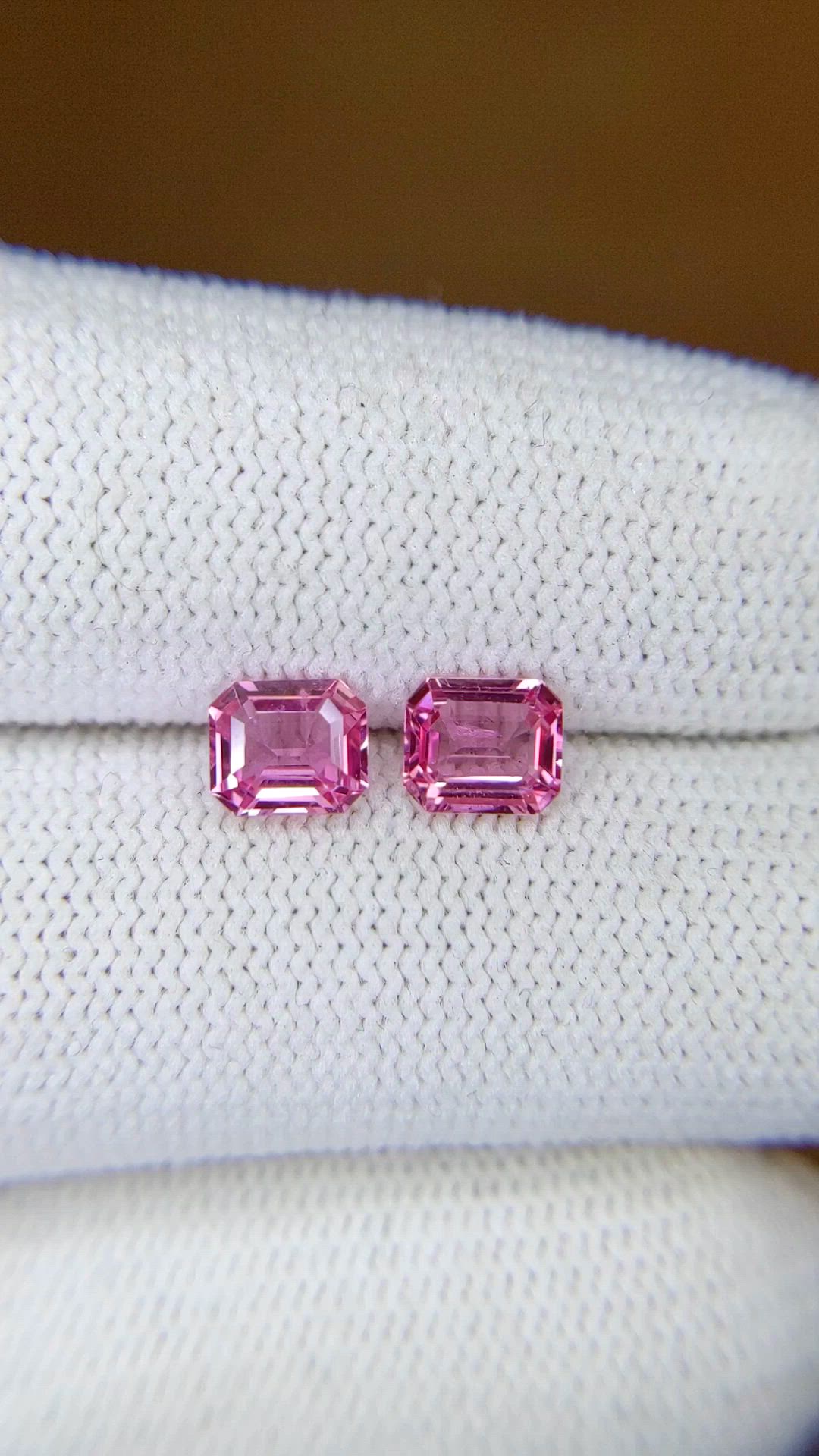 1.42 Ct.Tw.Total Carat Weight Pink Sapphire Pair from Ceylon (Sri Lanka) Size Video
