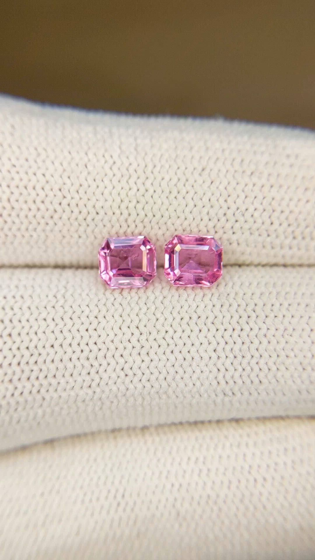 1.65 Ct.Tw.Total Carat Weight Pink Sapphire Pair from Ceylon (Sri Lanka) Size Video