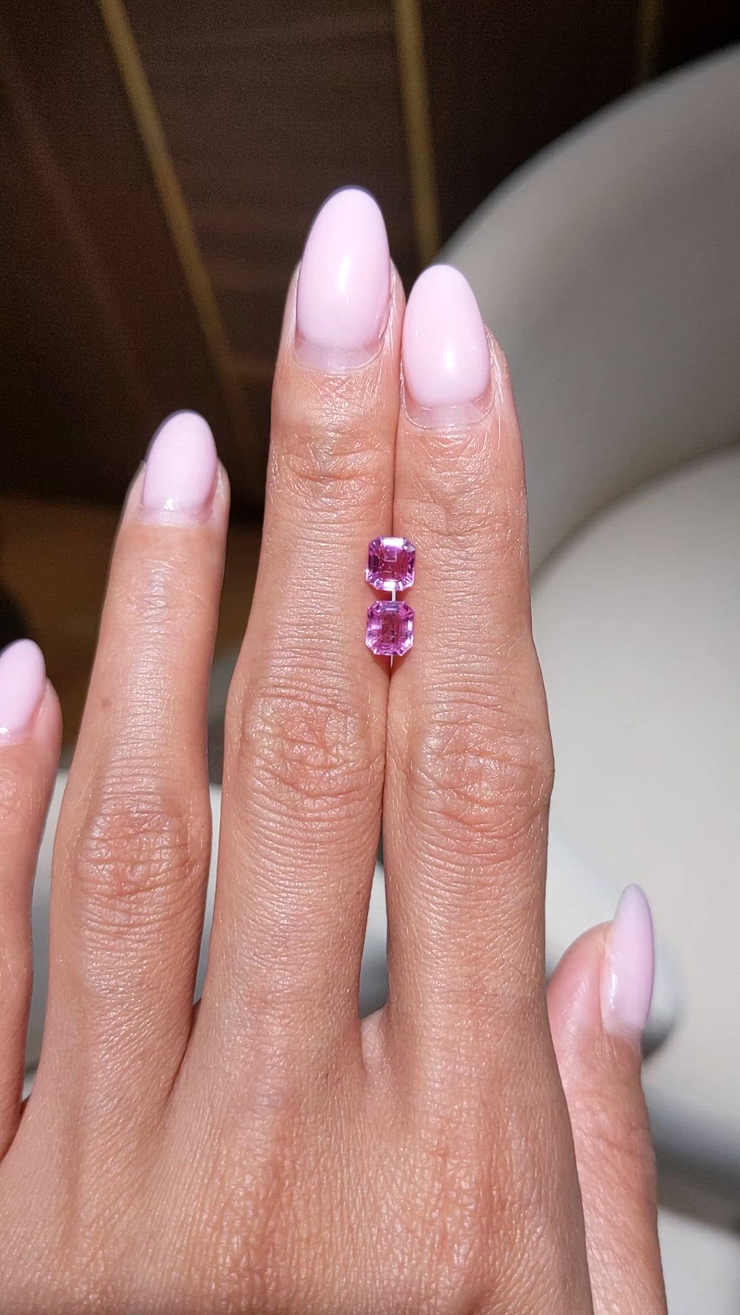 1.65 Ct.Tw.Total Carat Weight Pink Sapphire Pair from Ceylon (Sri Lanka) Size Video