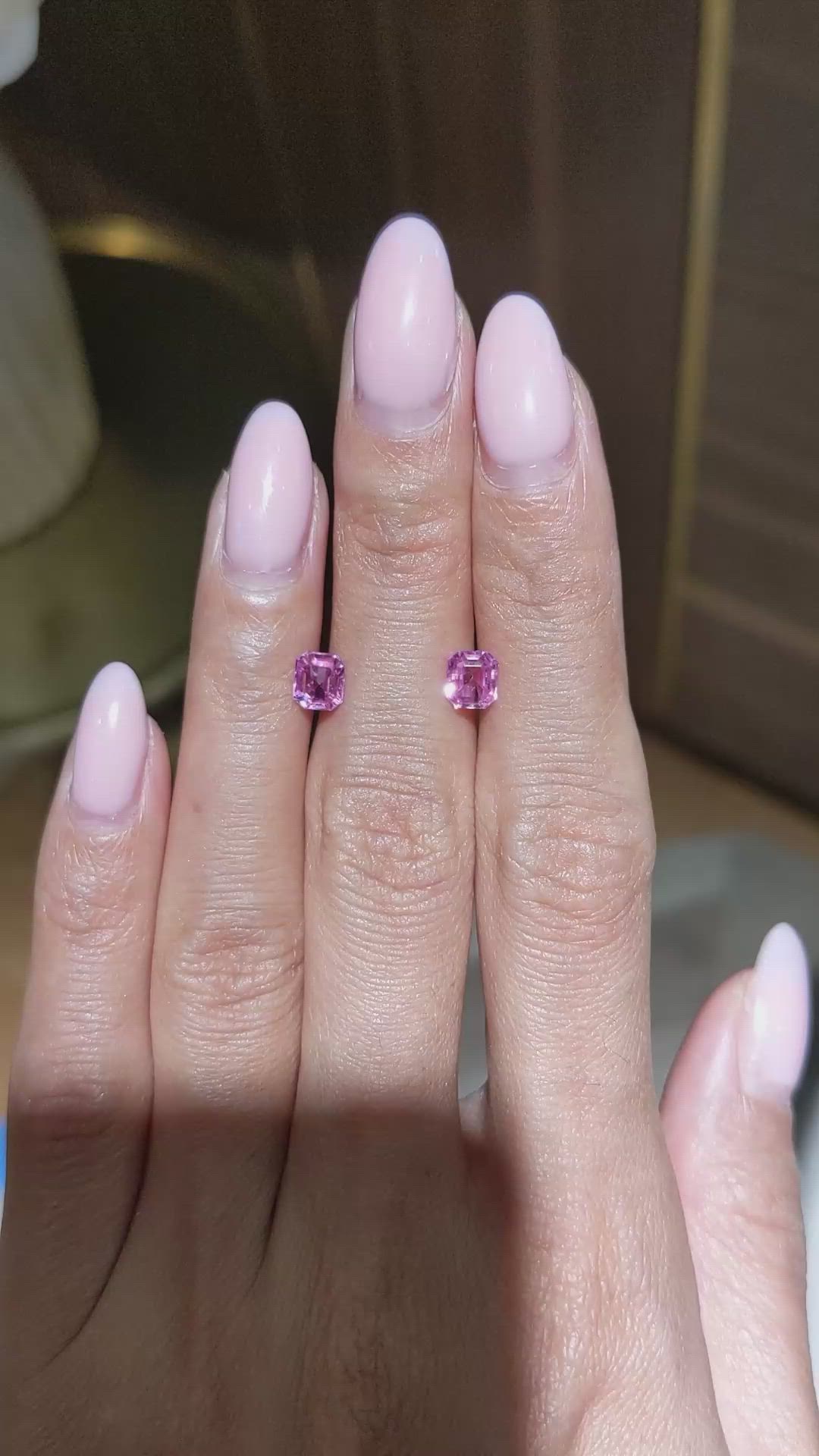 1.65 Ct.Tw.Total Carat Weight Pink Sapphire Pair from Ceylon (Sri Lanka) Size Video