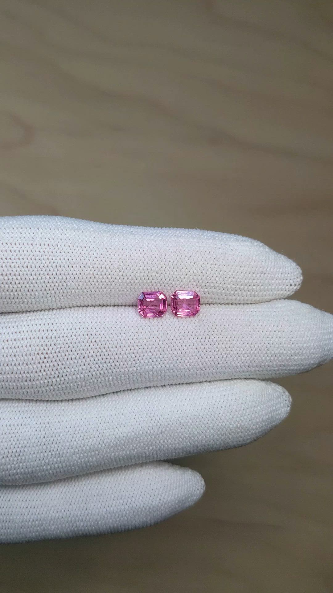 1.65 Ct.Tw.Total Carat Weight Pink Sapphire Pair from Ceylon (Sri Lanka) Size Video