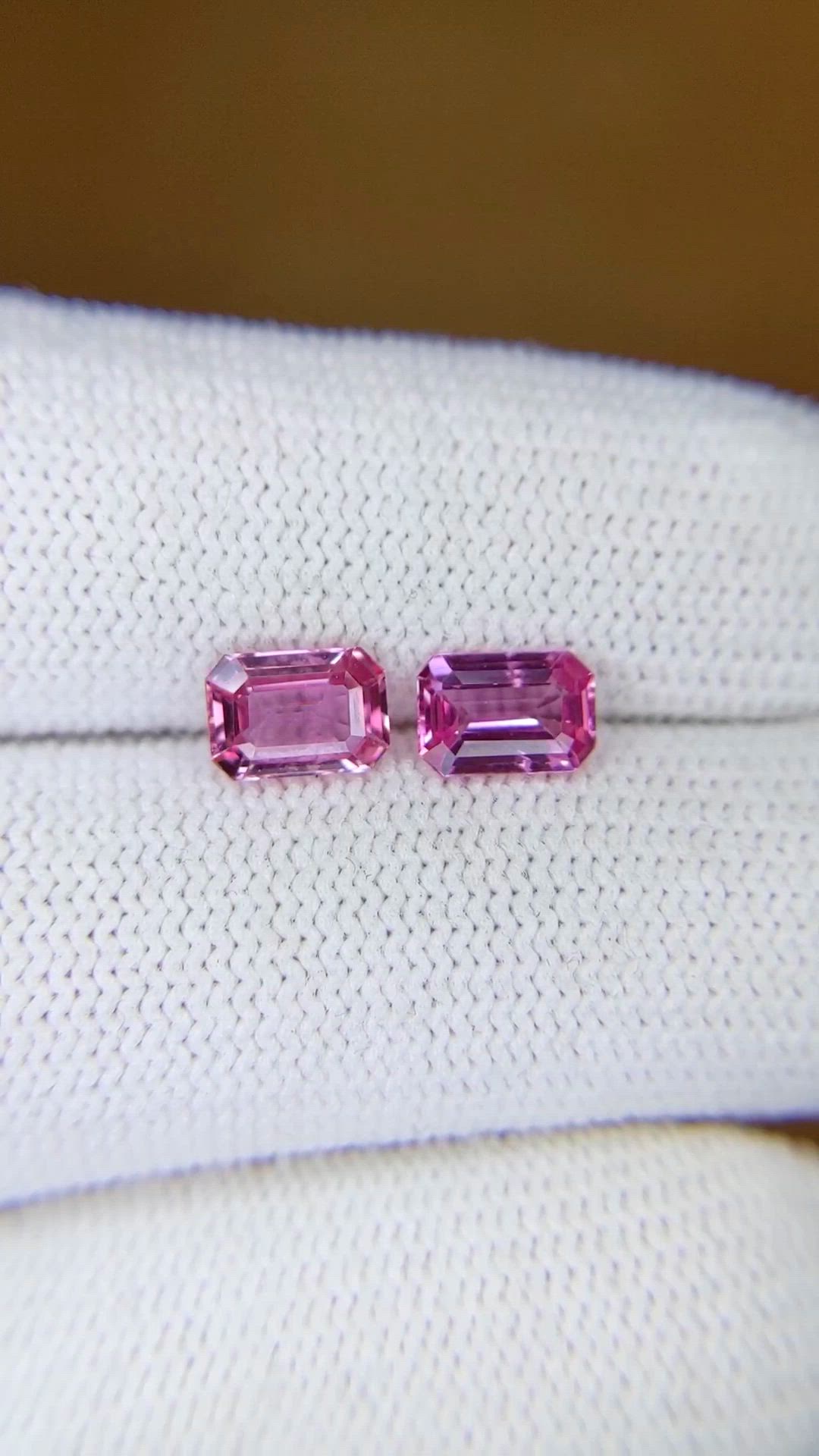 1.81 Ct.Tw.Total Carat Weight Pink Sapphire Pair from Ceylon (Sri Lanka) Size Video