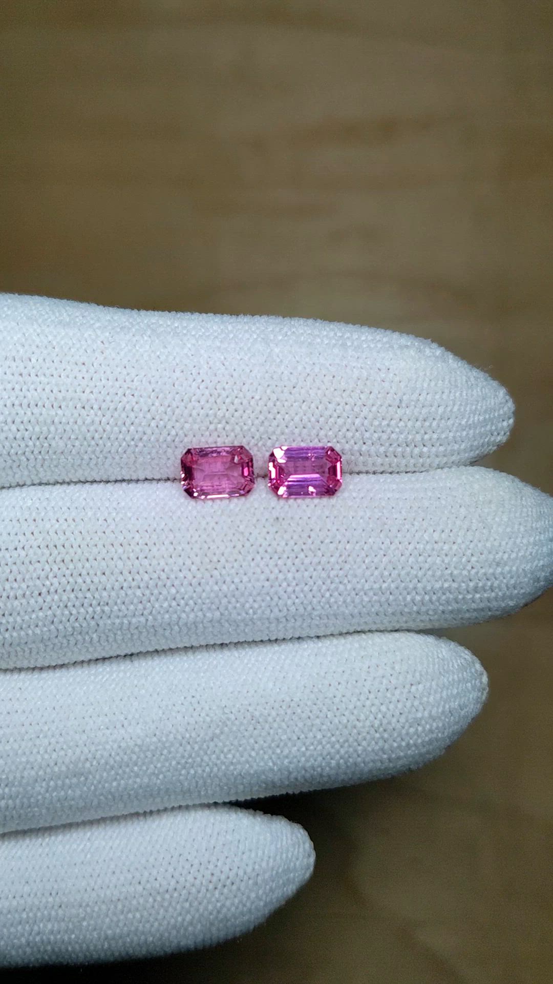 1.81 Ct.Tw.Total Carat Weight Pink Sapphire Pair from Ceylon (Sri Lanka) Size Video