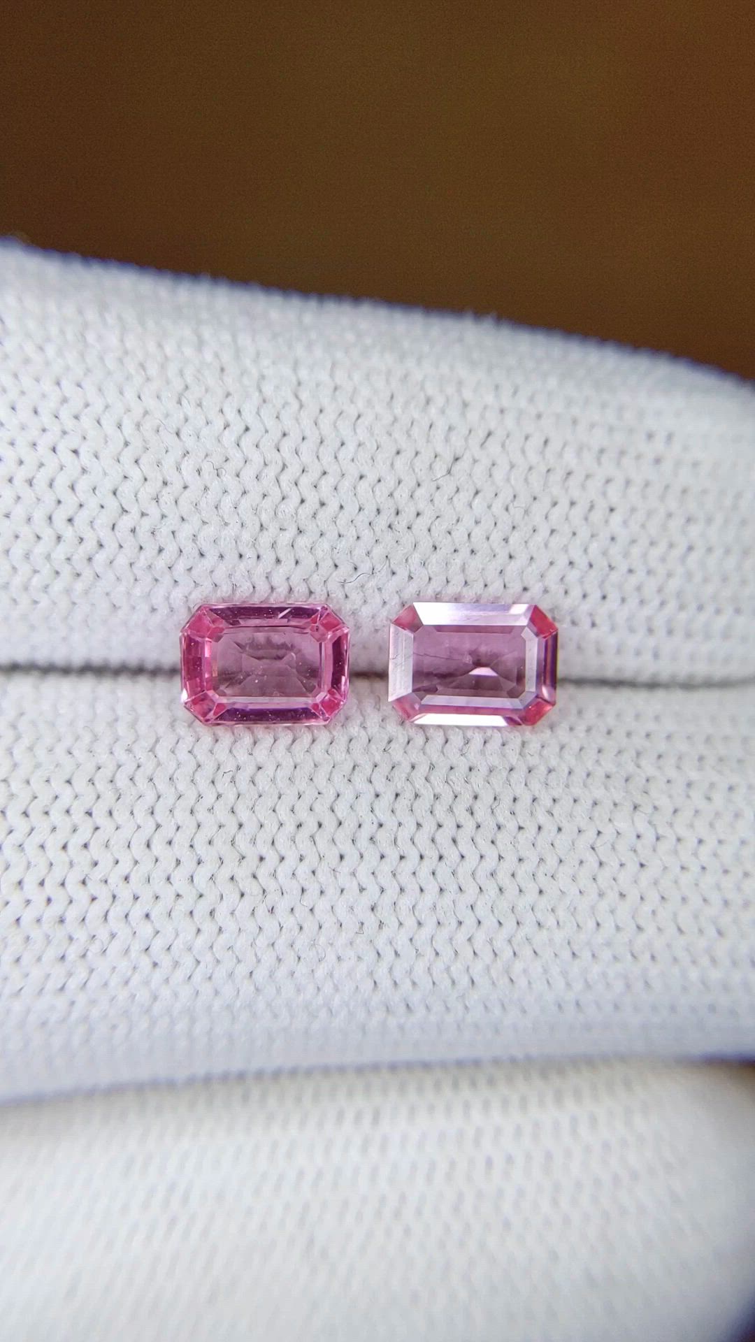 1.74 Ct.Tw.Total Carat Weight Pink Sapphire Pair from Ceylon (Sri Lanka) Size Video