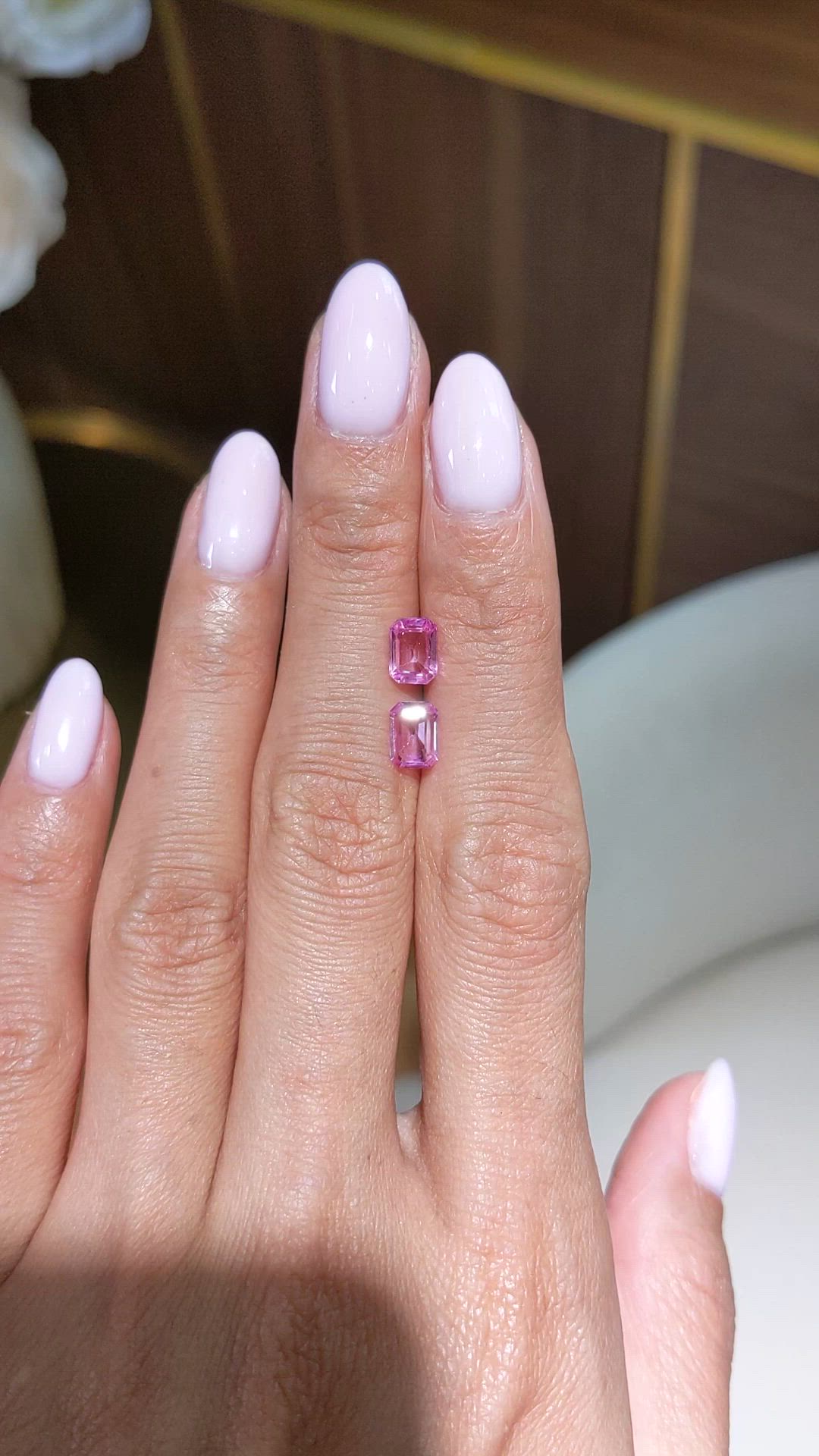 1.74 Ct.Tw.Total Carat Weight Pink Sapphire Pair from Ceylon (Sri Lanka) Size Video