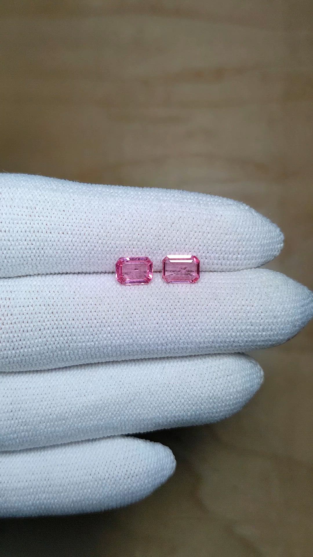 1.74 Ct.Tw.Total Carat Weight Pink Sapphire Pair from Ceylon (Sri Lanka) Size Video