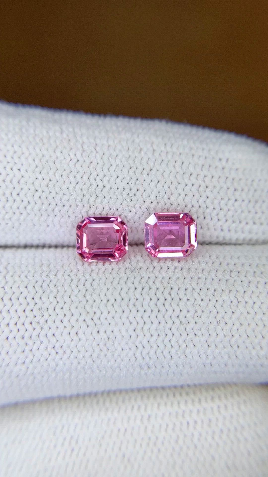 1.64 Ct.Tw.Total Carat Weight Pink Sapphire Pair from Ceylon (Sri Lanka) Size Video