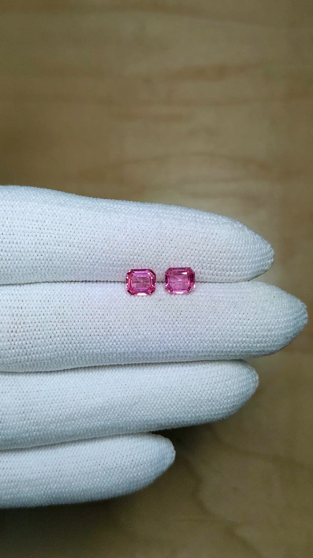 1.64 Ct.Tw.Total Carat Weight Pink Sapphire Pair from Ceylon (Sri Lanka) Size Video