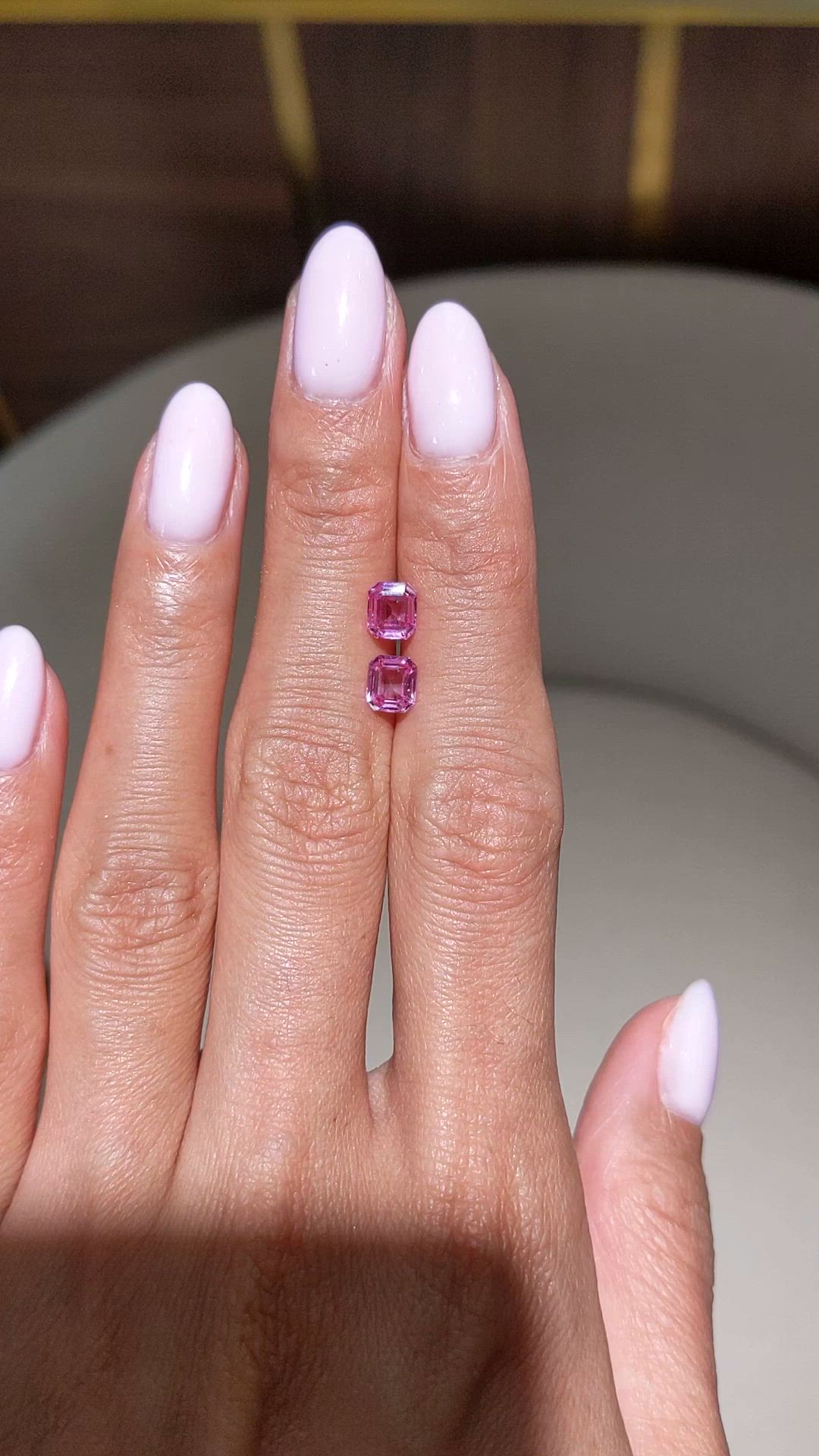 1.64 Ct.Tw.Total Carat Weight Pink Sapphire Pair from Ceylon (Sri Lanka) Size Video