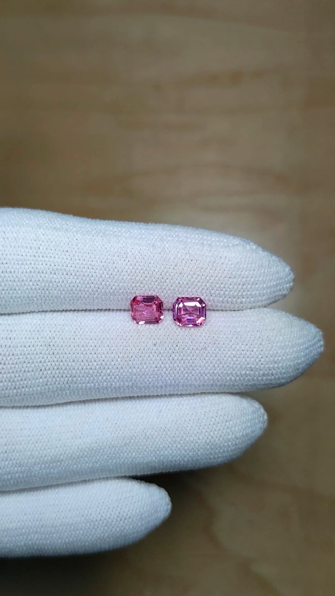 1.61 Ct.Tw.Total Carat Weight Pink Sapphire Pair from Ceylon (Sri Lanka) Size Video