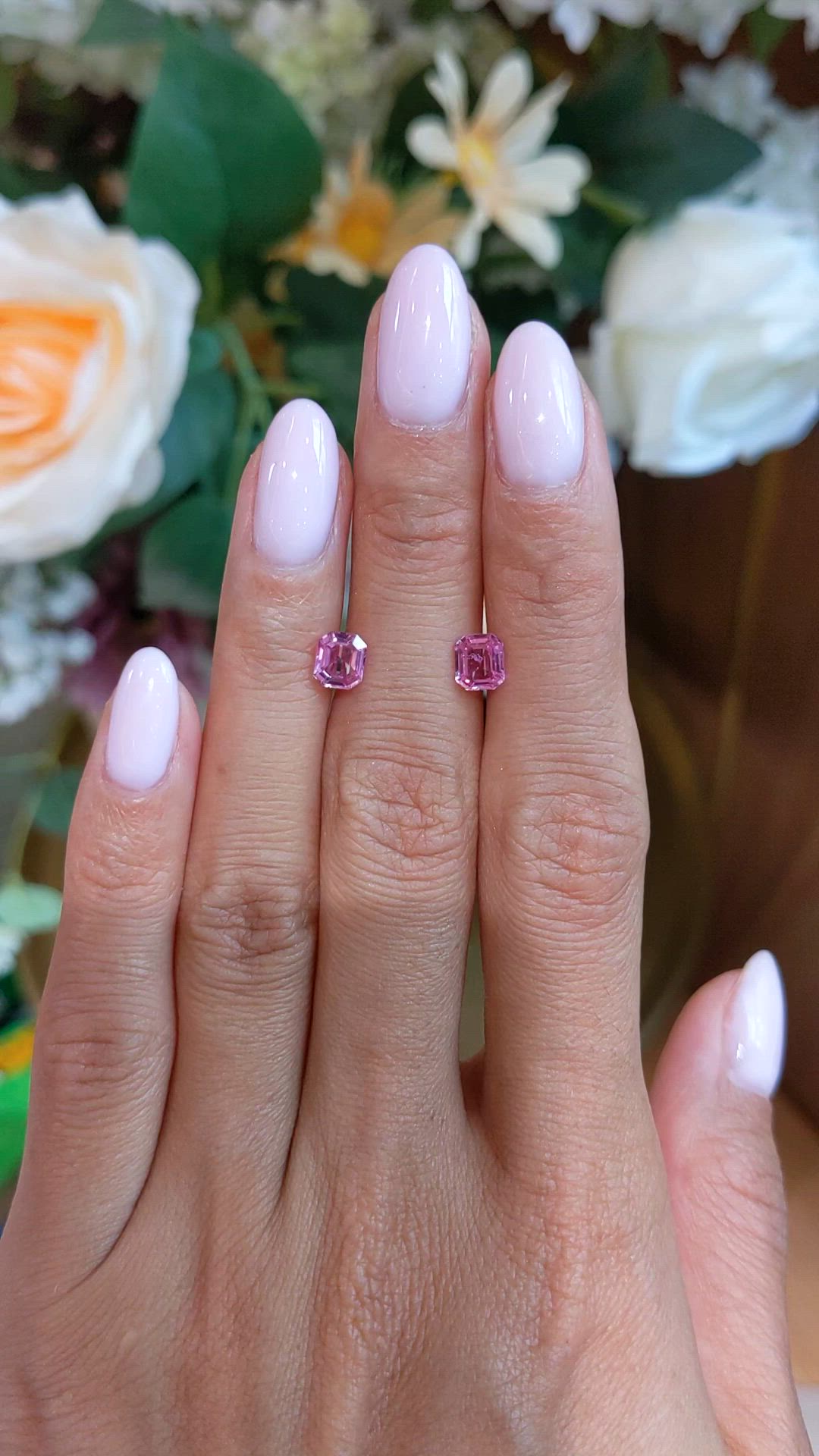 1.61 Ct.Tw.Total Carat Weight Pink Sapphire Pair from Ceylon (Sri Lanka) Size Video