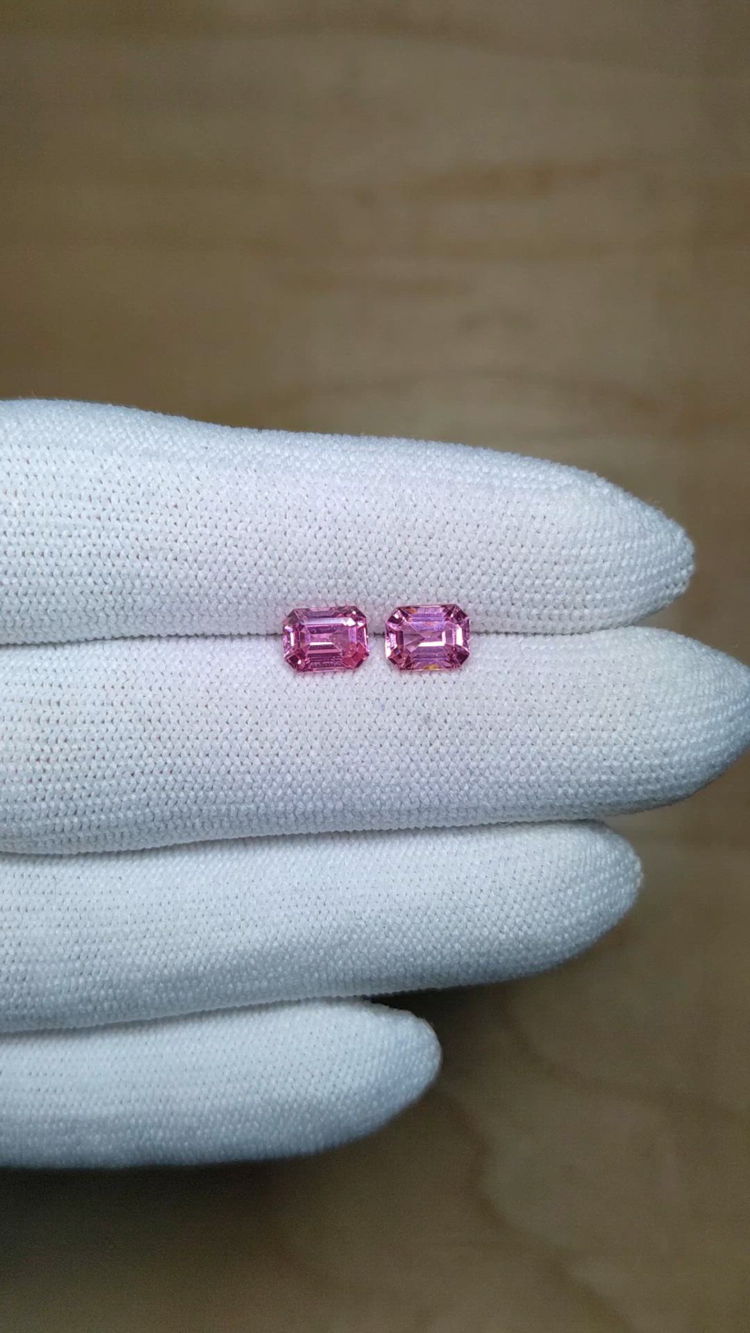 2.06 Ct.Tw.Total Carat Weight Pink Sapphire Pair from Ceylon (Sri Lanka) Size Video