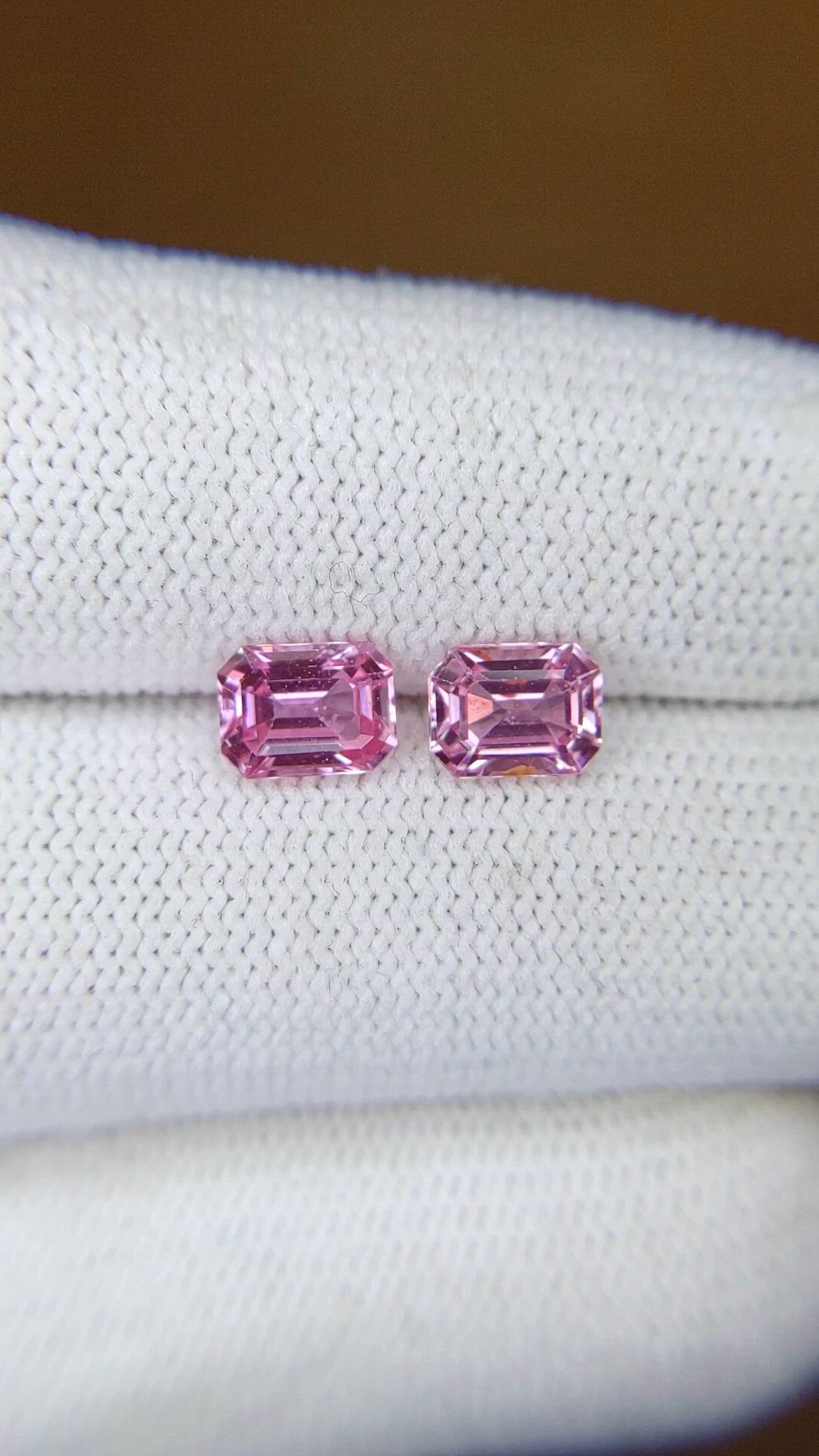 2.06 Ct.Tw.Total Carat Weight Pink Sapphire Pair from Ceylon (Sri Lanka) Size Video