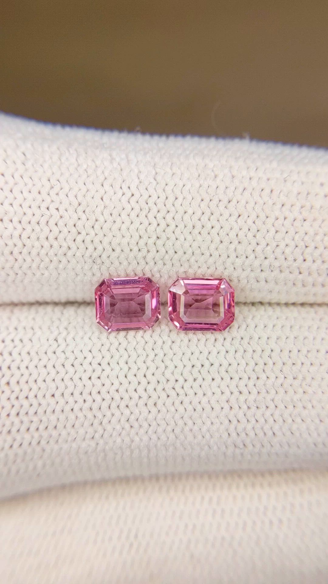 1.48 Ct.Tw.Total Carat Weight Pink Sapphire Pair from Ceylon (Sri Lanka) Size Video