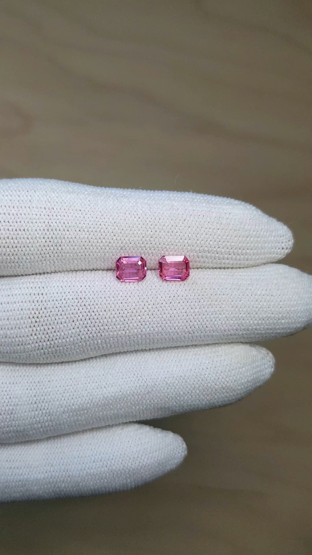 1.48 Ct.Tw.Total Carat Weight Pink Sapphire Pair from Ceylon (Sri Lanka) Size Video